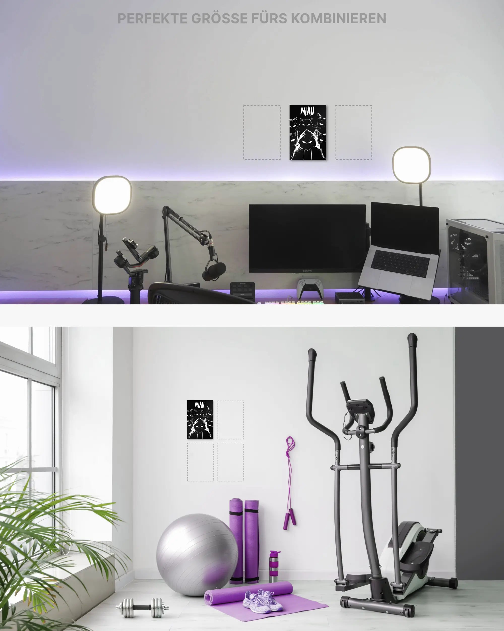 Zimmeransicht des Poster Plate Designs Miau Gang im Original Style in der Größe Mini (20 x 30 cm)