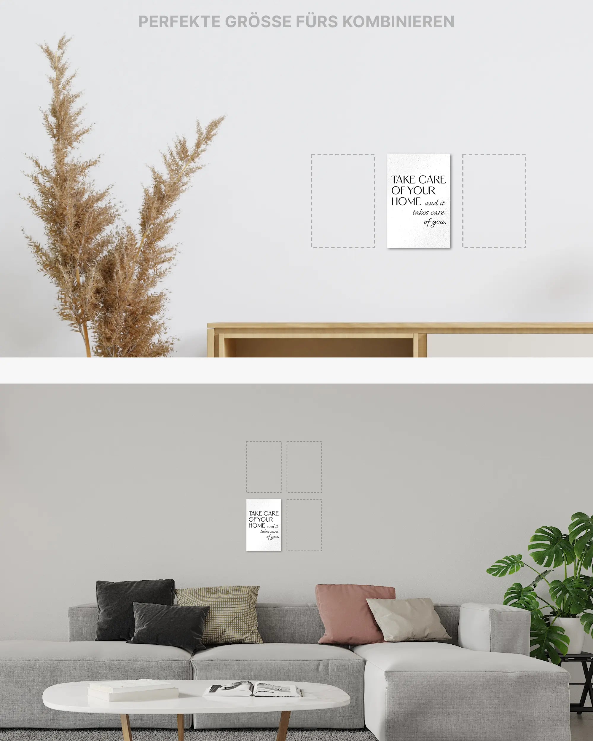 Zimmeransicht des Poster Plate Designs Take Care im Original Style in der Größe Mini (20 x 30 cm)