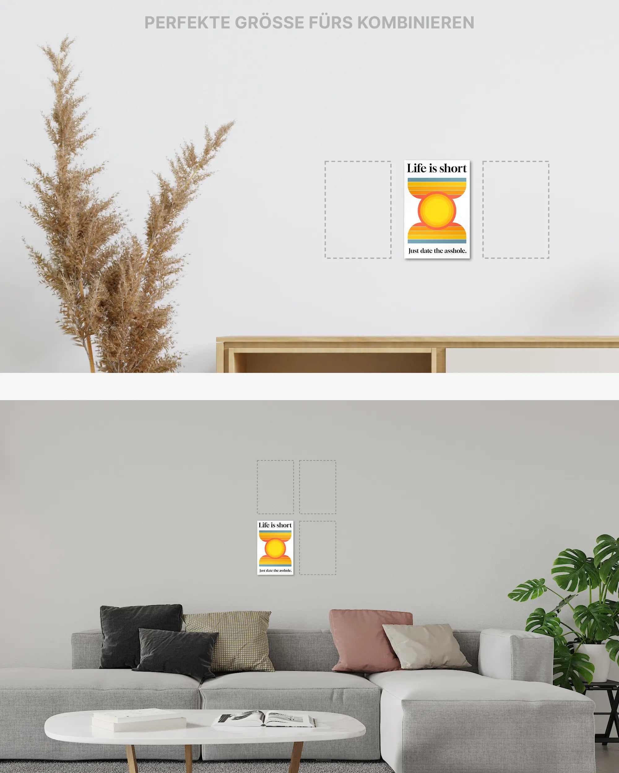 Zimmeransicht des Poster Plate Designs Life is short im Original Style in der Größe Mini (20 x 30 cm)