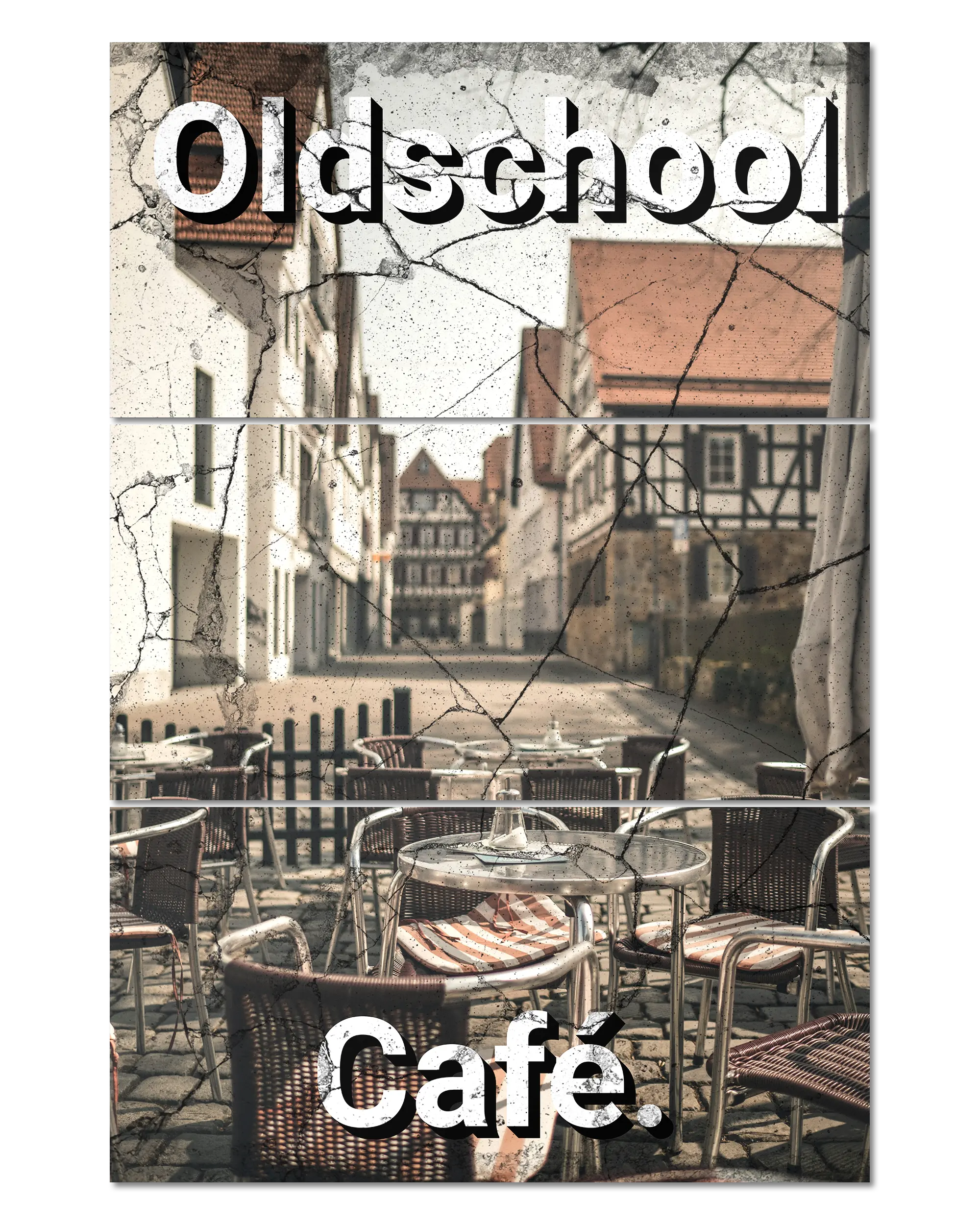 Frontalansicht des Poster Plate Designs Oldschool Café im Original Style in der Größe Mighty (60 x 90 cm)