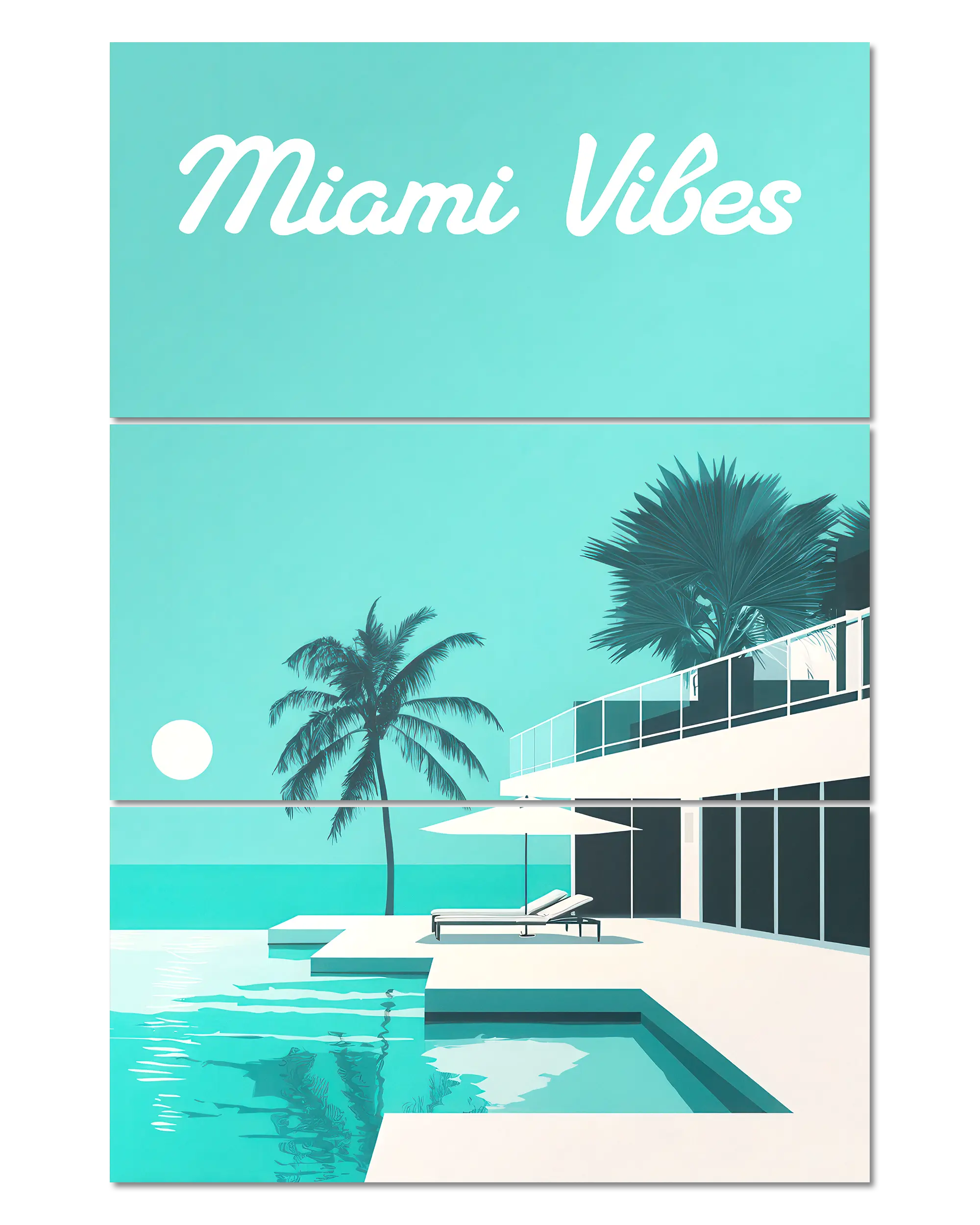 Frontalansicht des Poster Plate Designs Miami Vibes im Original Style in der Größe Mighty (60 x 90 cm)