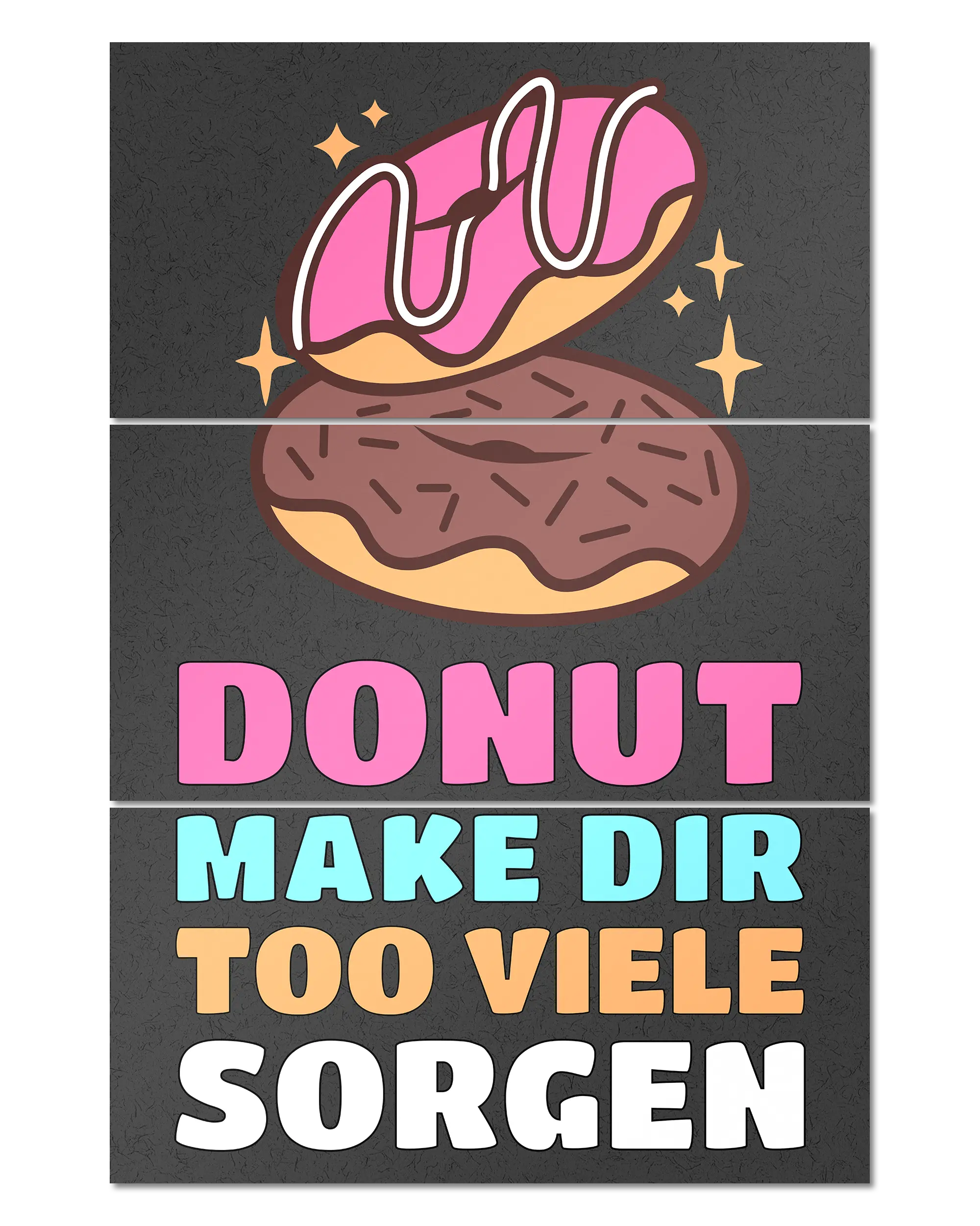 Frontalansicht des Poster Plate Designs Donut Worry im Original Style in der Größe Mighty (60 x 90 cm)