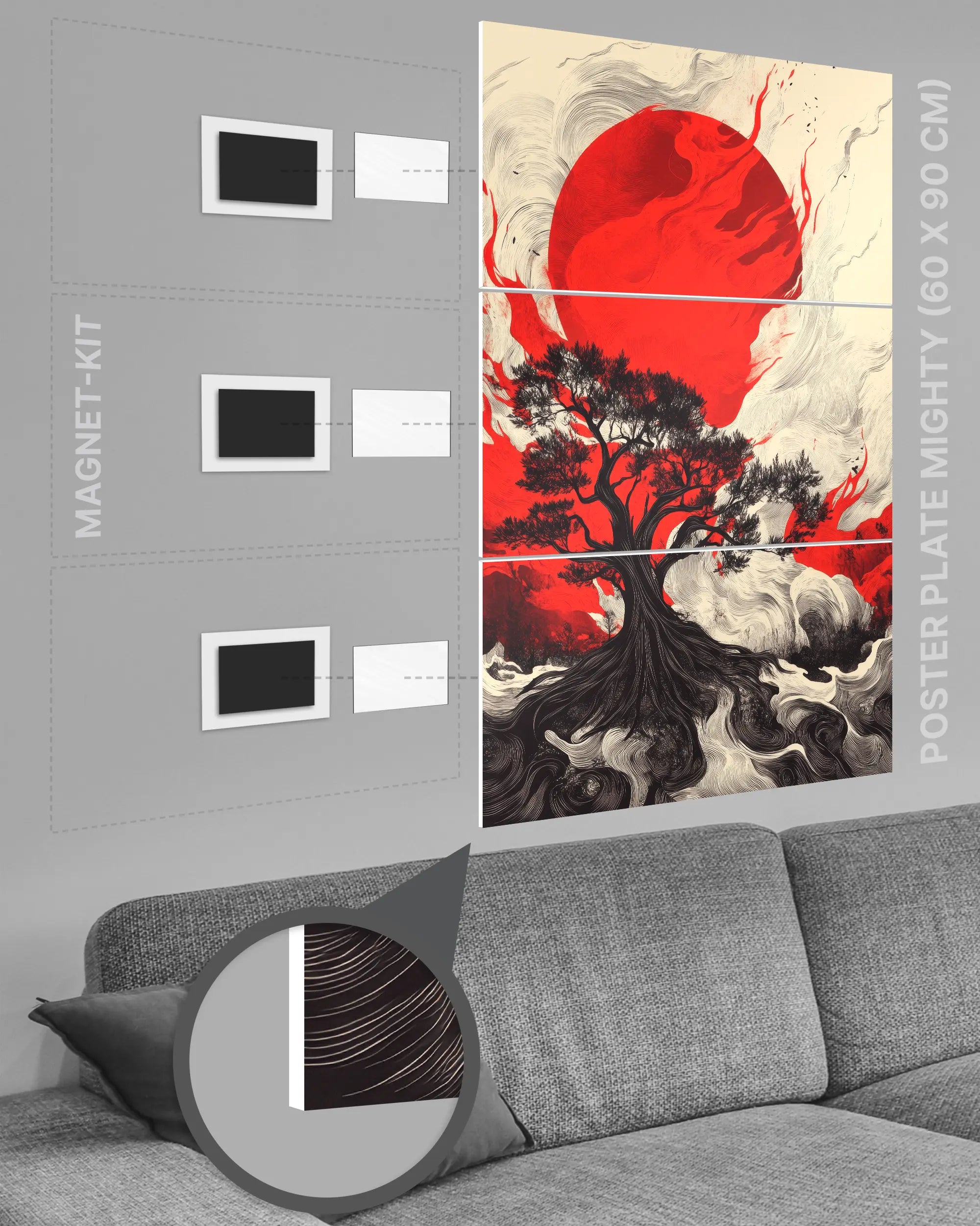 Magnet-Kit Seitenansicht des Poster Plate Designs Japan is lit im Original Style in der Größe Mighty (60 x 90 cm)