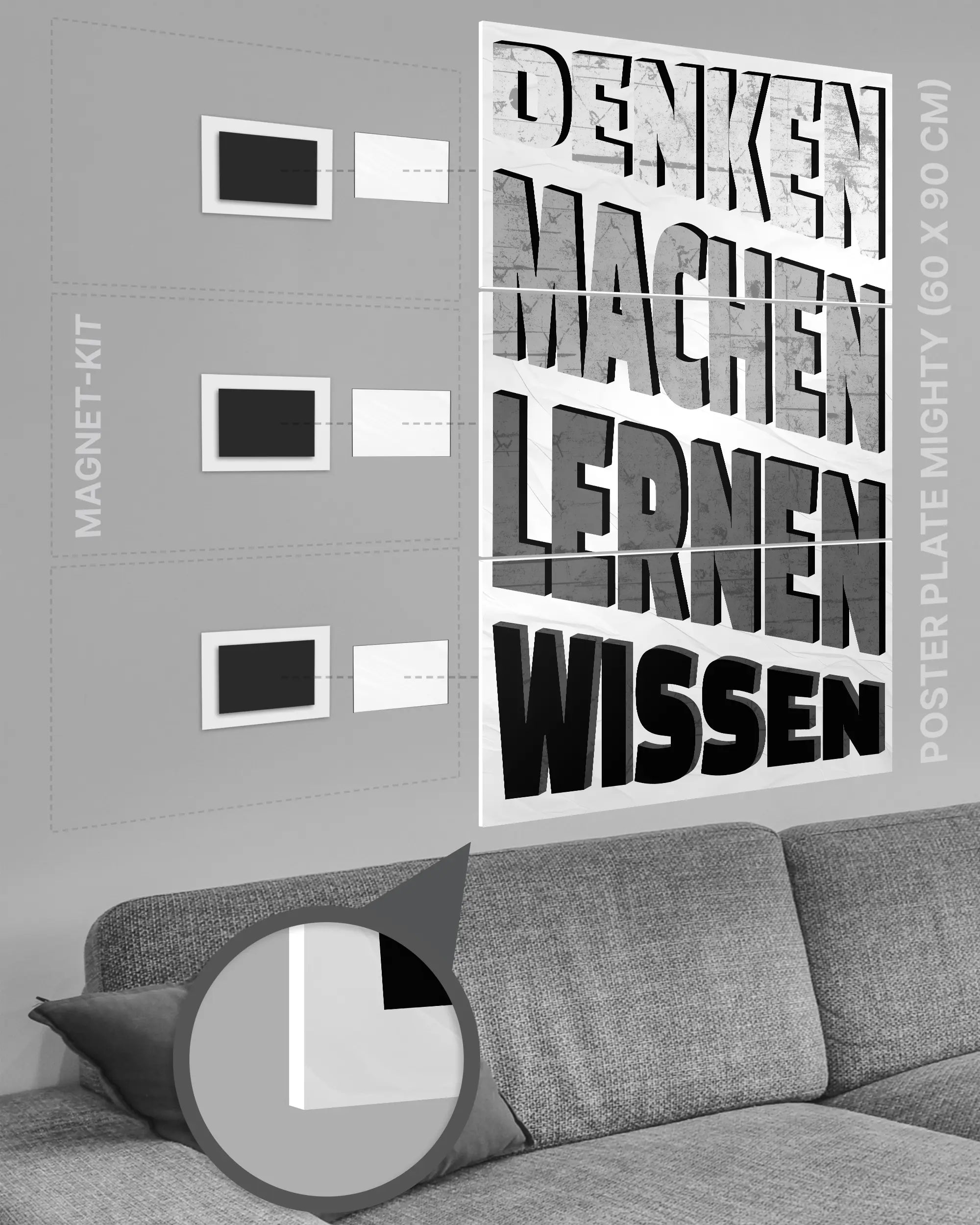 Magnet-Kit Seitenansicht des Poster Plate Designs Der Weg zum Wissen im Original Style in der Größe Mighty (60 x 90 cm)