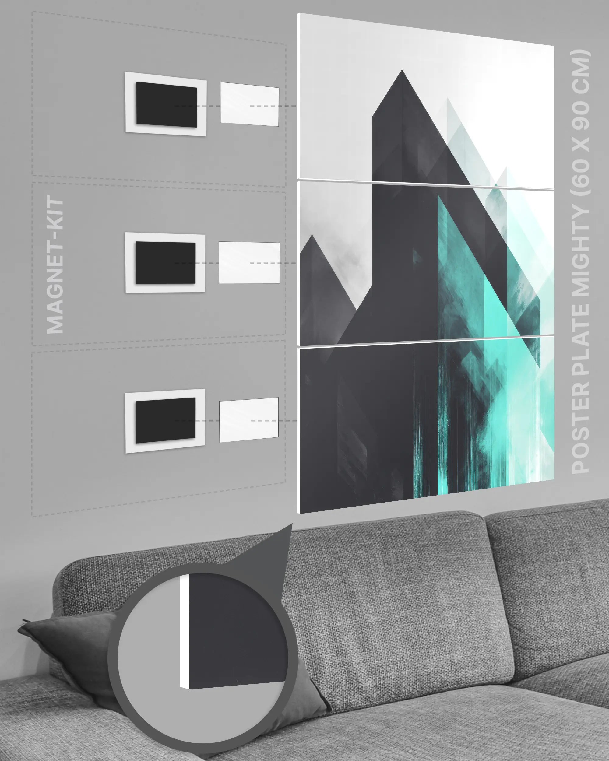 Magnet-Kit Seitenansicht des Poster Plate Designs Ein Abstrakt im Original Style in der Größe Mighty (60 x 90 cm)