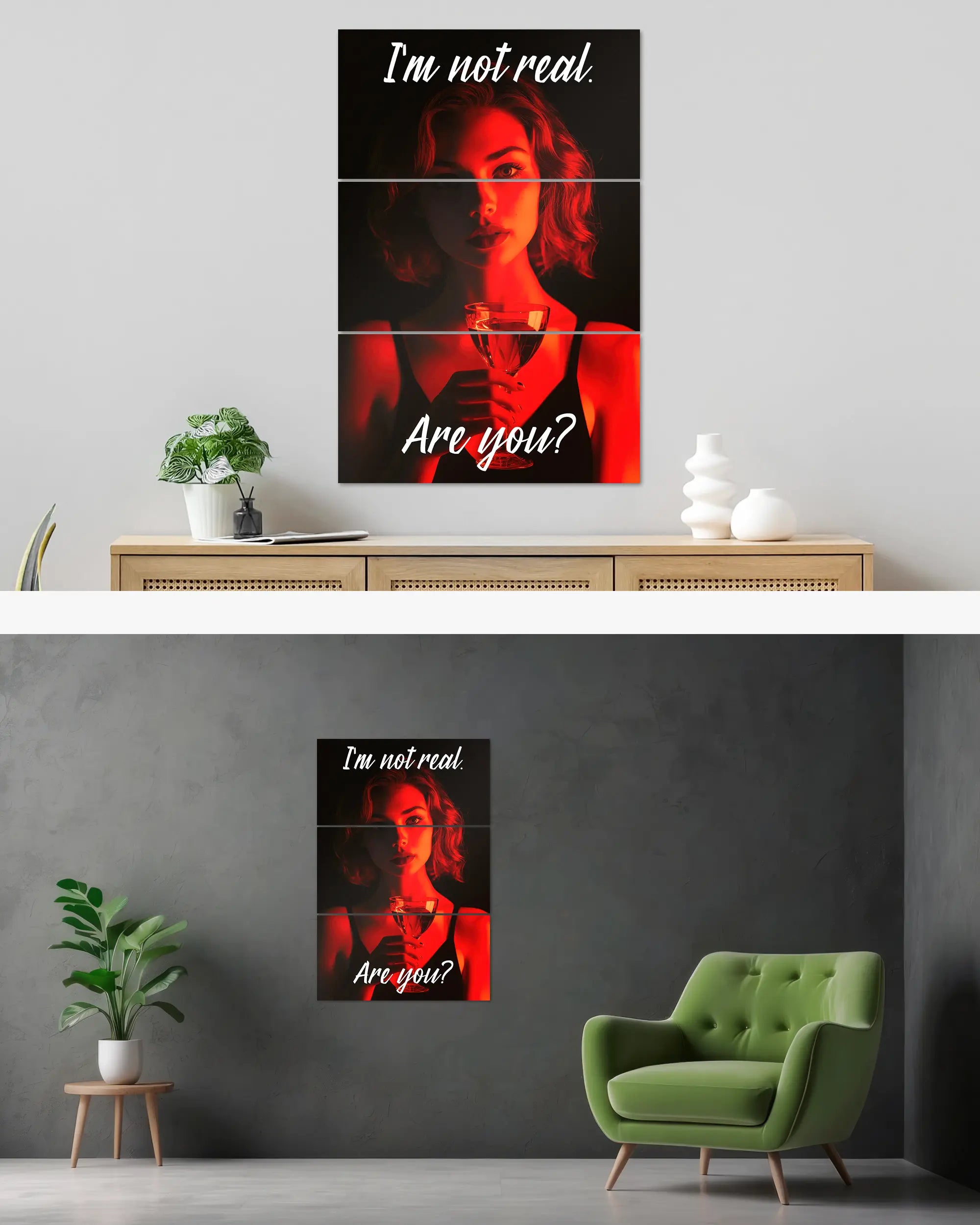 Wandansicht des Poster Plate Designs Are you for real im Original Style in der Größe Mighty (60 x 90 cm)