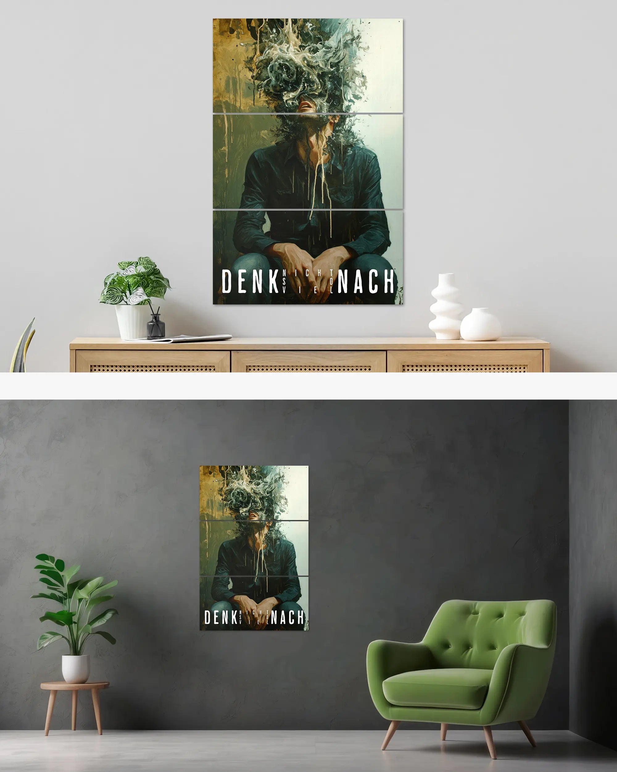 Wandansicht des Poster Plate Designs Denkblockade im Original Style in der Größe Mighty (60 x 90 cm)