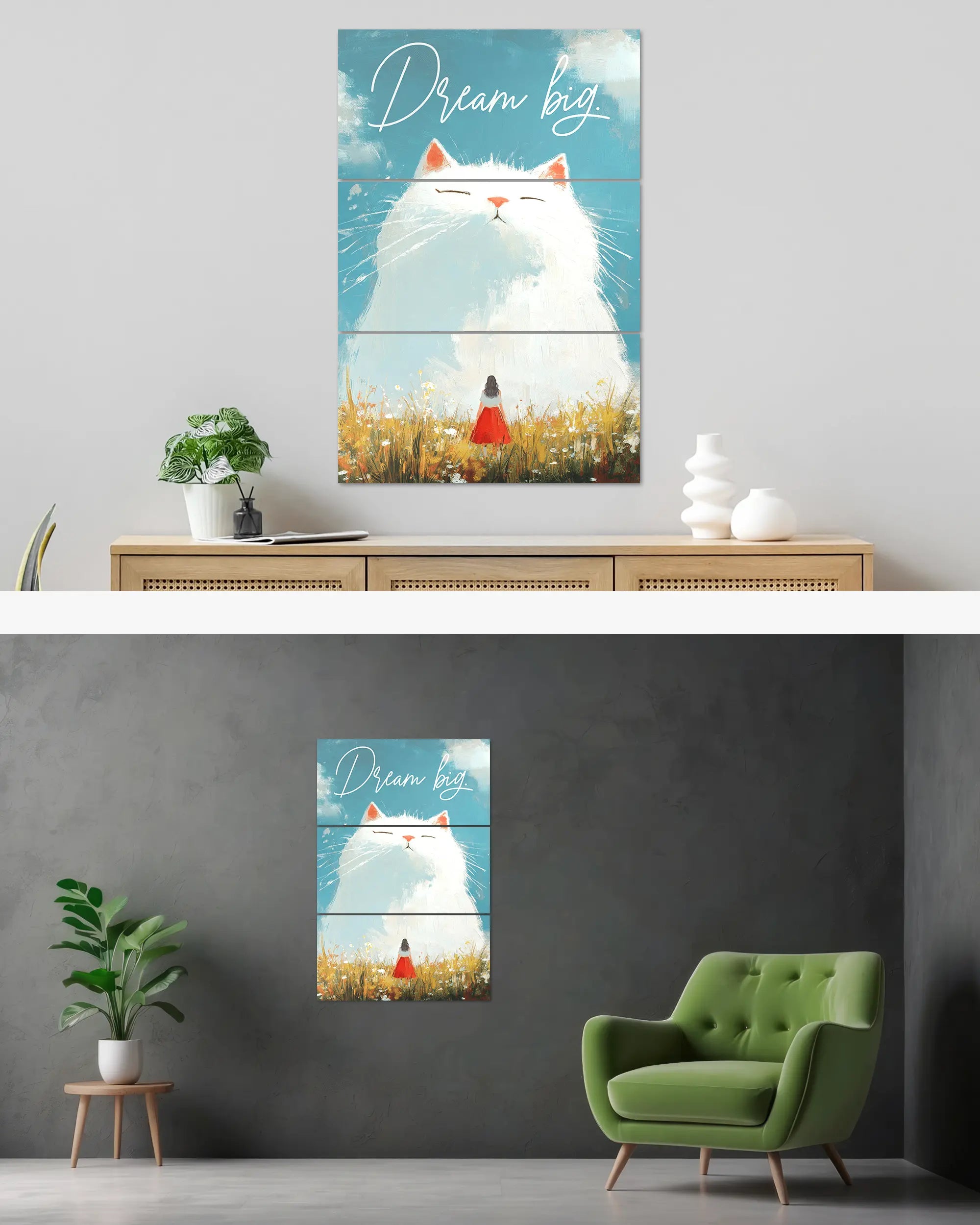 Wandansicht des Poster Plate Designs Dream Big im Original Style in der Größe Mighty (60 x 90 cm)