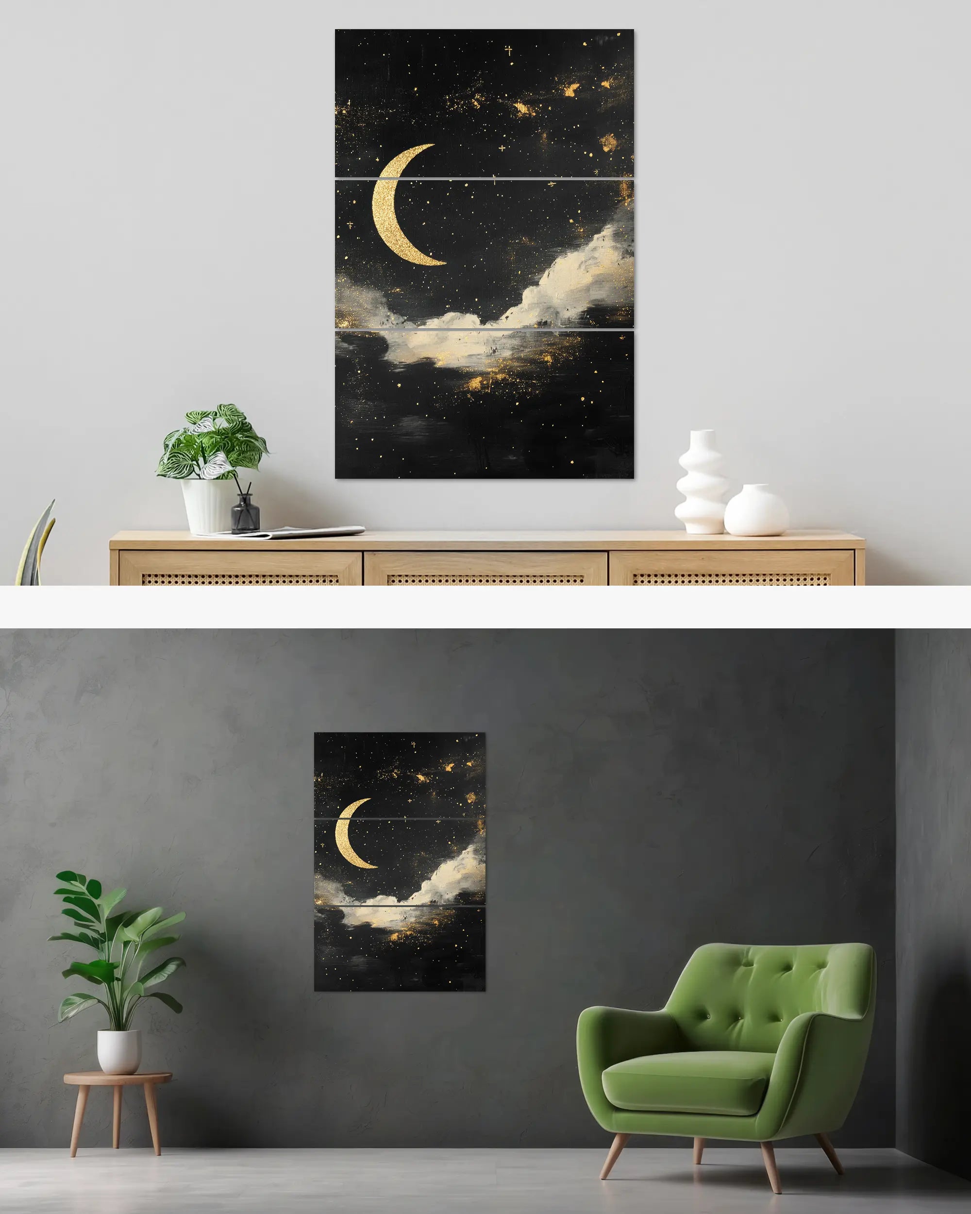 Wandansicht des Poster Plate Designs Goldenes Mondgedicht im Original Style in der Größe Mighty (60 x 90 cm)