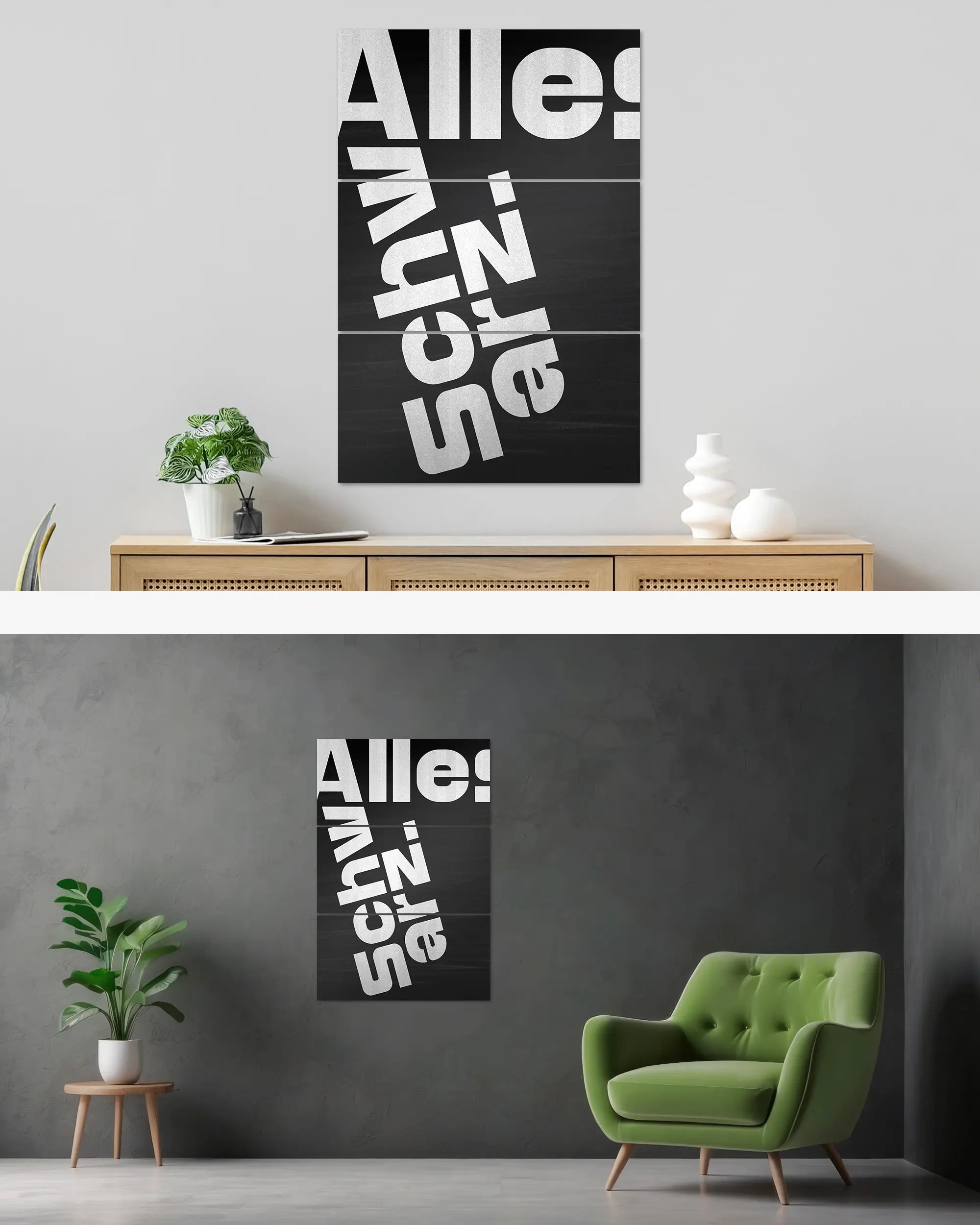 Wandansicht des Poster Plate Designs Alles Schwarz im Original Style in der Größe Mighty (60 x 90 cm)