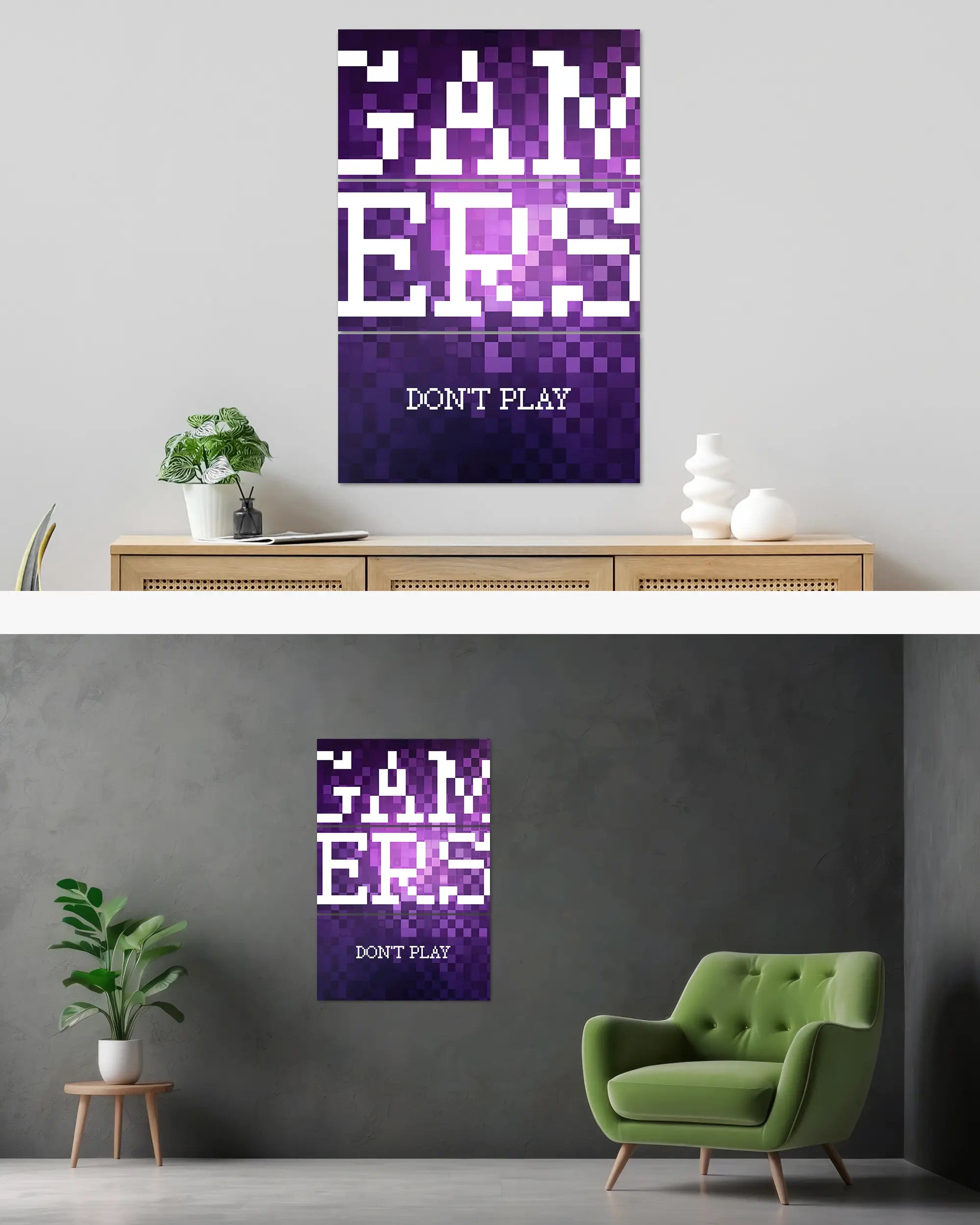 Wandansicht des Poster Plate Designs Gamers don't play im Original Style in der Größe Mighty (60 x 90 cm)