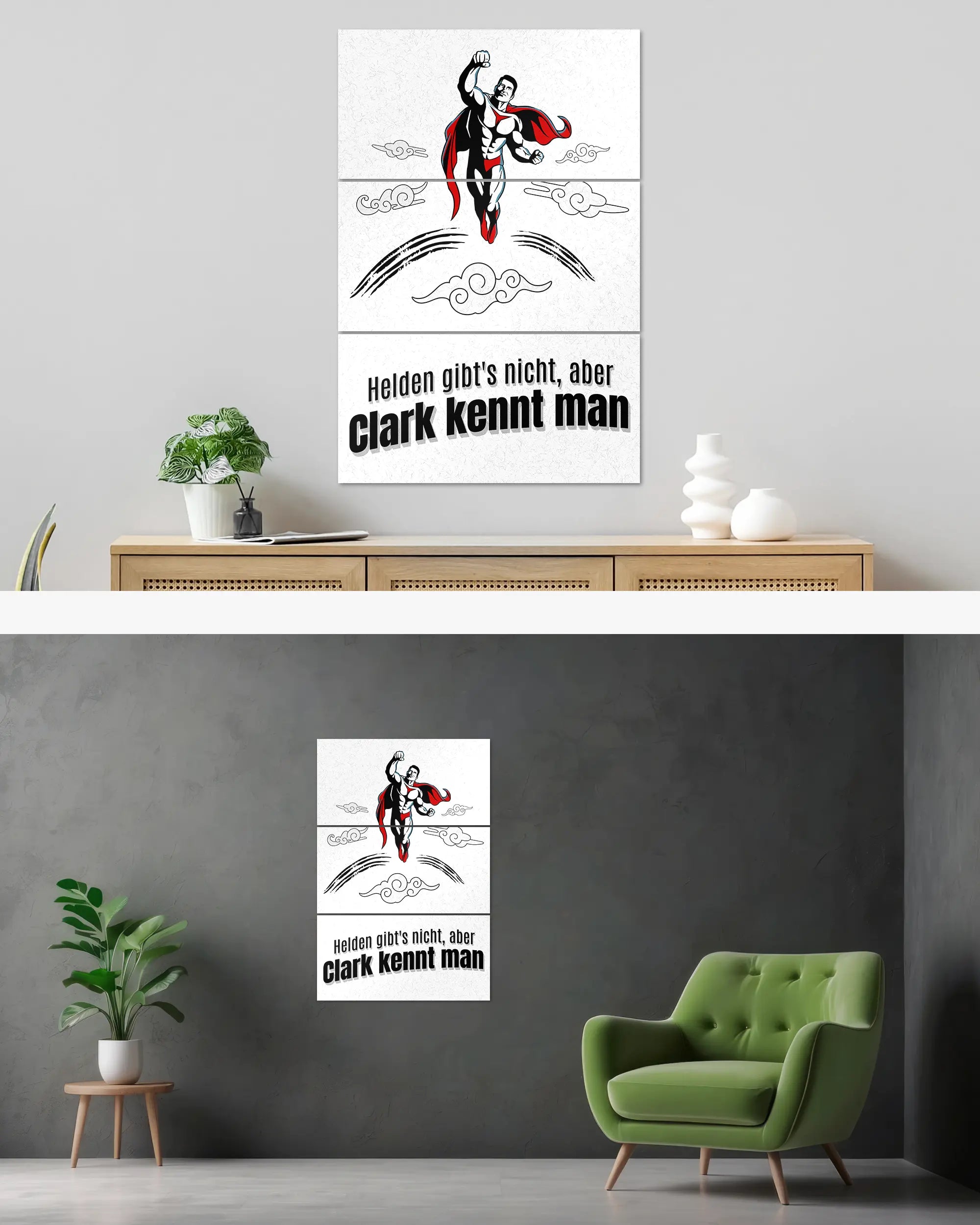Wandansicht des Poster Plate Designs Clark kennt man im Original Style in der Größe Mighty (60 x 90 cm)