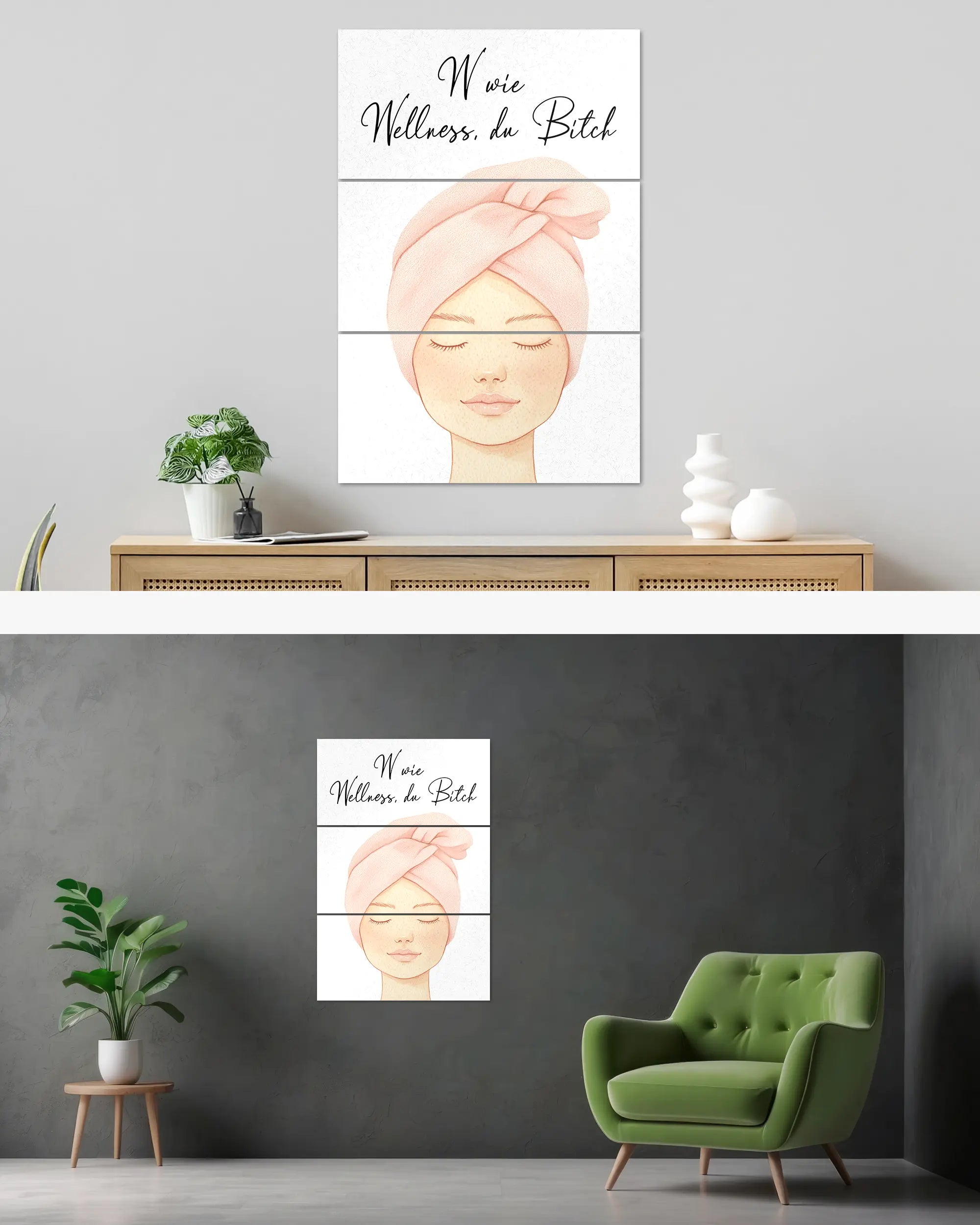 Wandansicht des Poster Plate Designs Wellness Routine im Original Style in der Größe Mighty (60 x 90 cm)