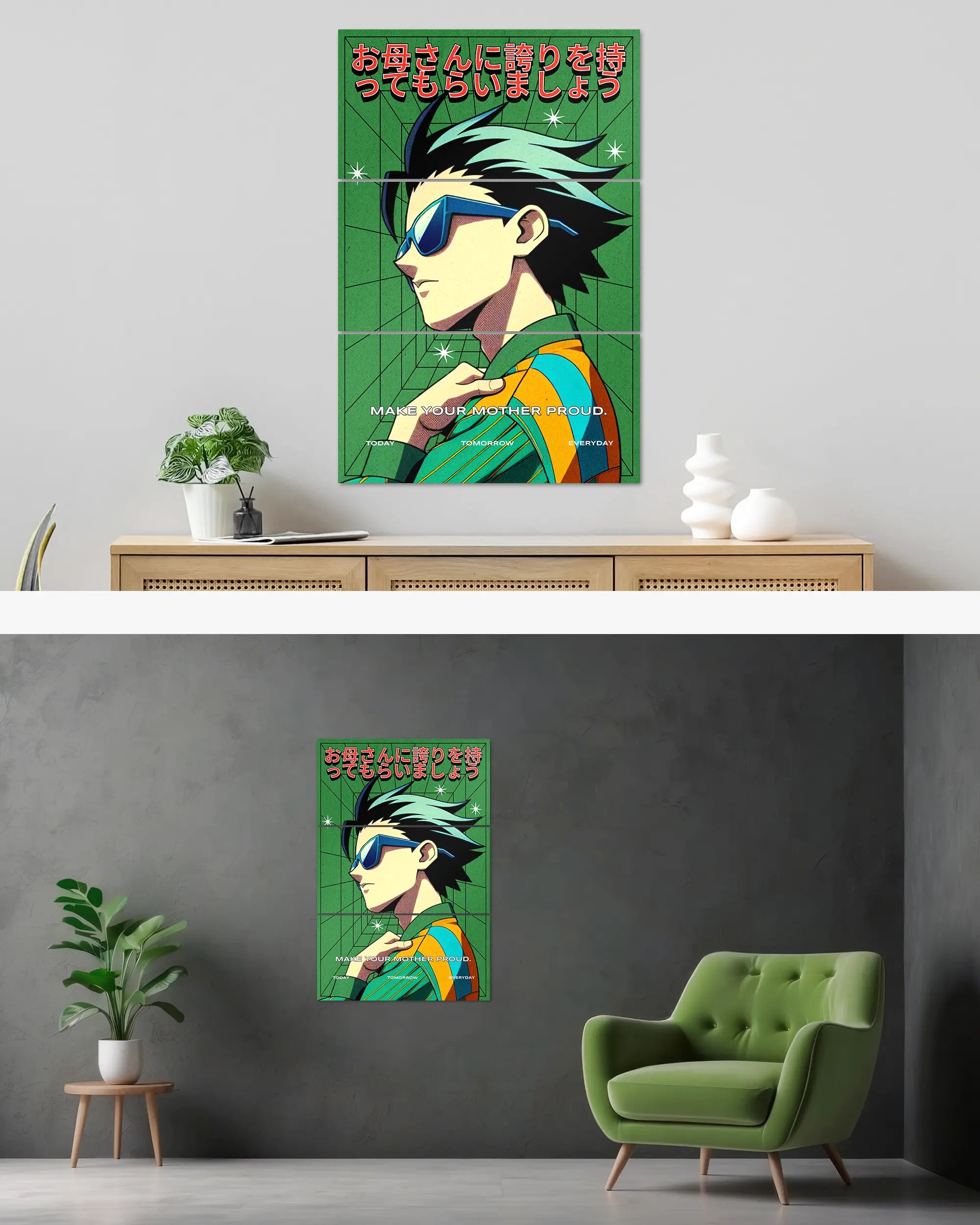 Wandansicht des Poster Plate Designs Make her proud im Original Style in der Größe Mighty (60 x 90 cm)