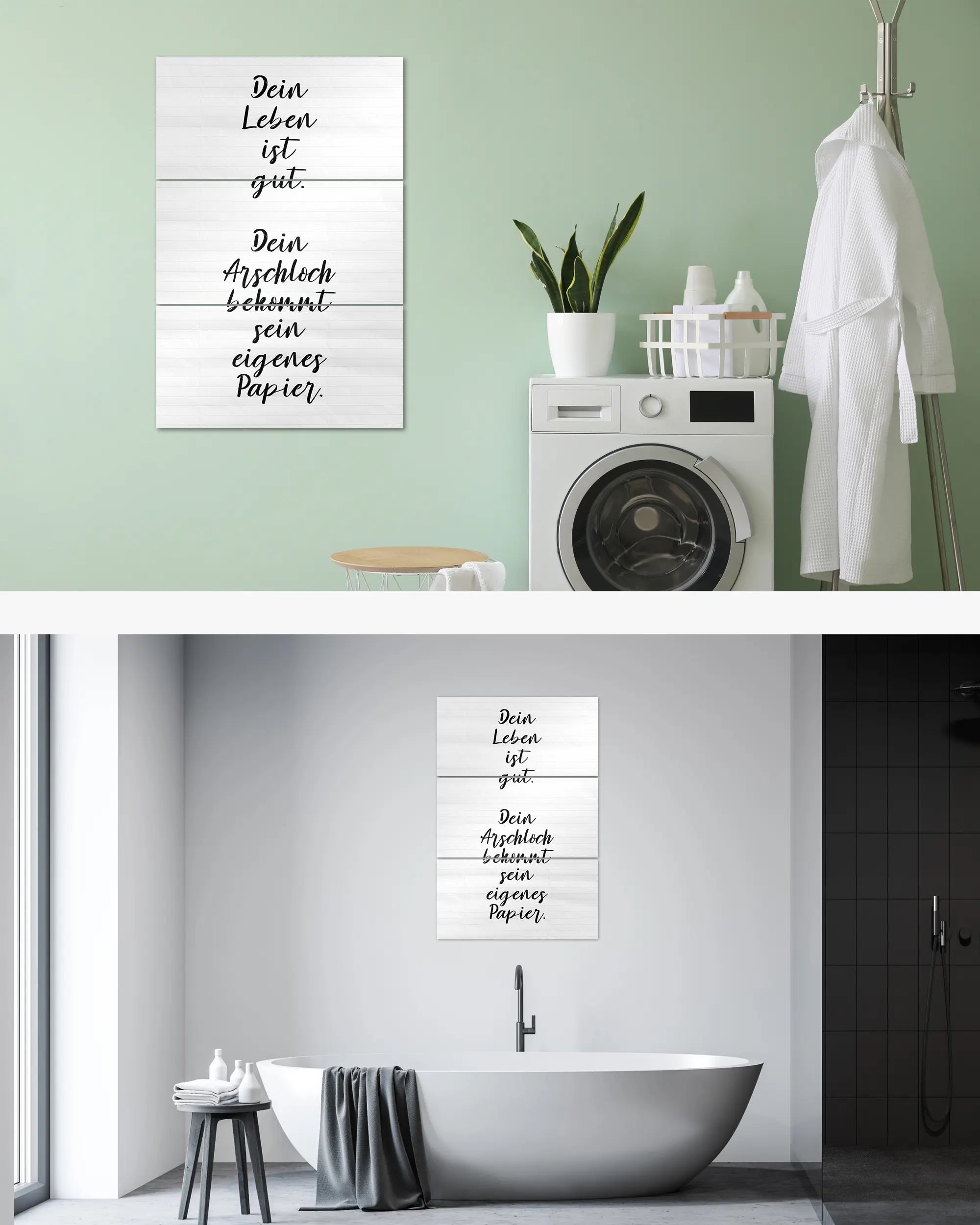 Zimmeransicht des Poster Plate Designs Gutes Leben im Original Style in der Größe Mighty (60 x 90 cm)