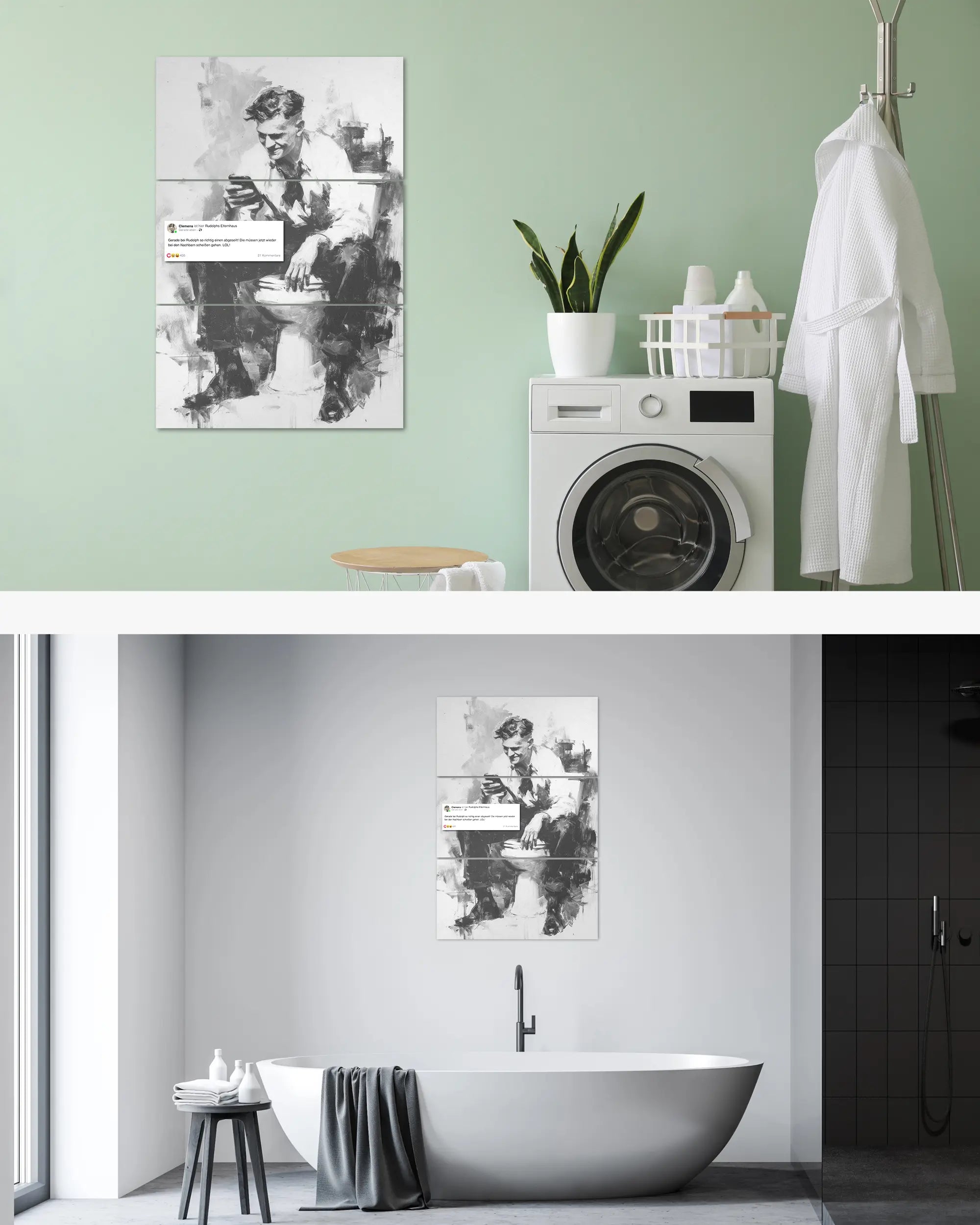 Zimmeransicht des Poster Plate Designs Clemens kackt im Original Style in der Größe Mighty (60 x 90 cm)