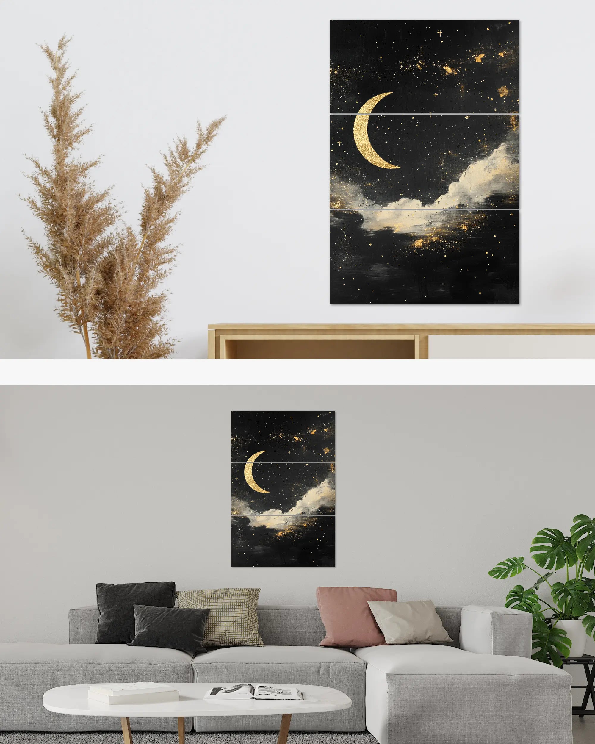 Zimmeransicht des Poster Plate Designs Goldenes Mondgedicht im Original Style in der Größe Mighty (60 x 90 cm)