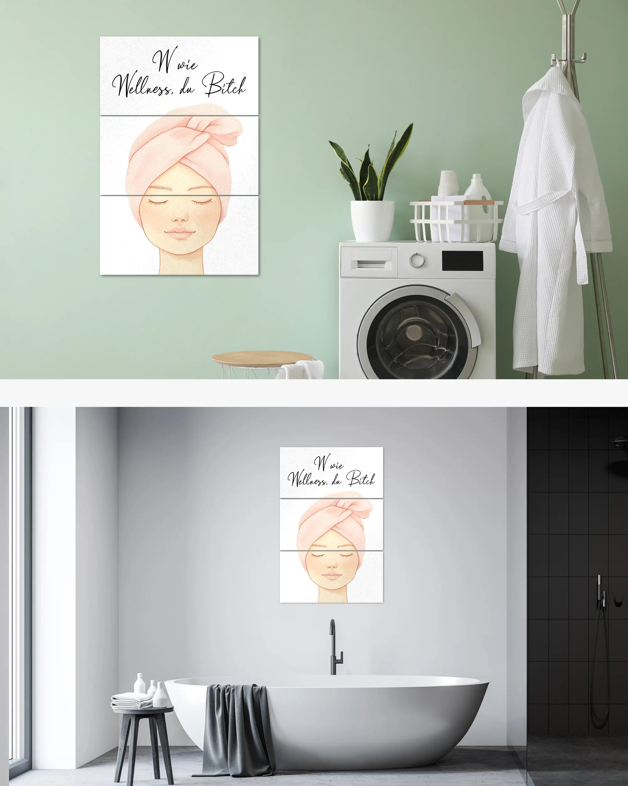 Zimmeransicht des Poster Plate Designs Wellness Routine im Original Style in der Größe Mighty (60 x 90 cm)