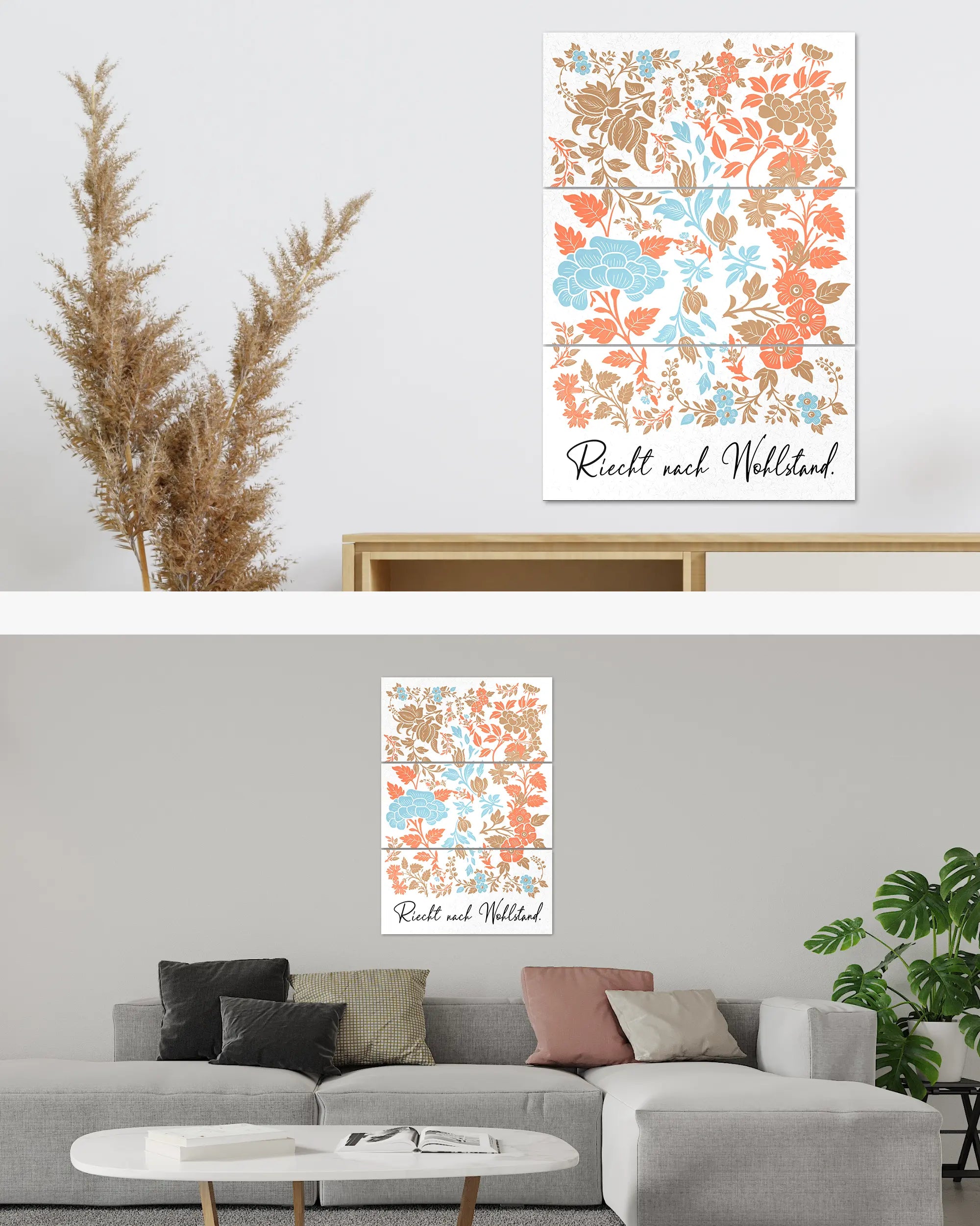 Zimmeransicht des Poster Plate Designs Wohlstandsduft im Original Style in der Größe Mighty (60 x 90 cm)