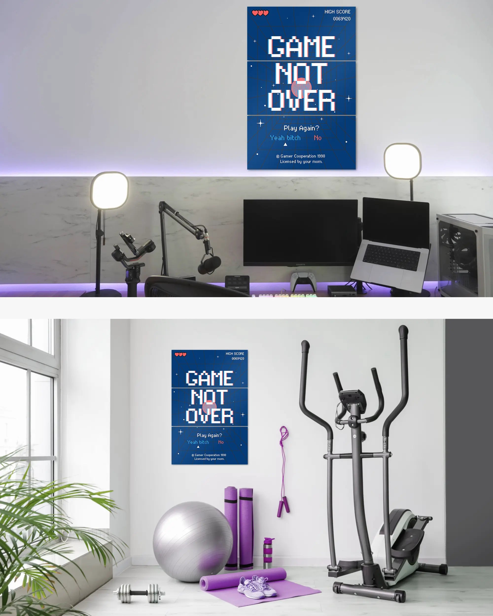 Zimmeransicht des Poster Plate Designs Game not over im Original Style in der Größe Mighty (60 x 90 cm)