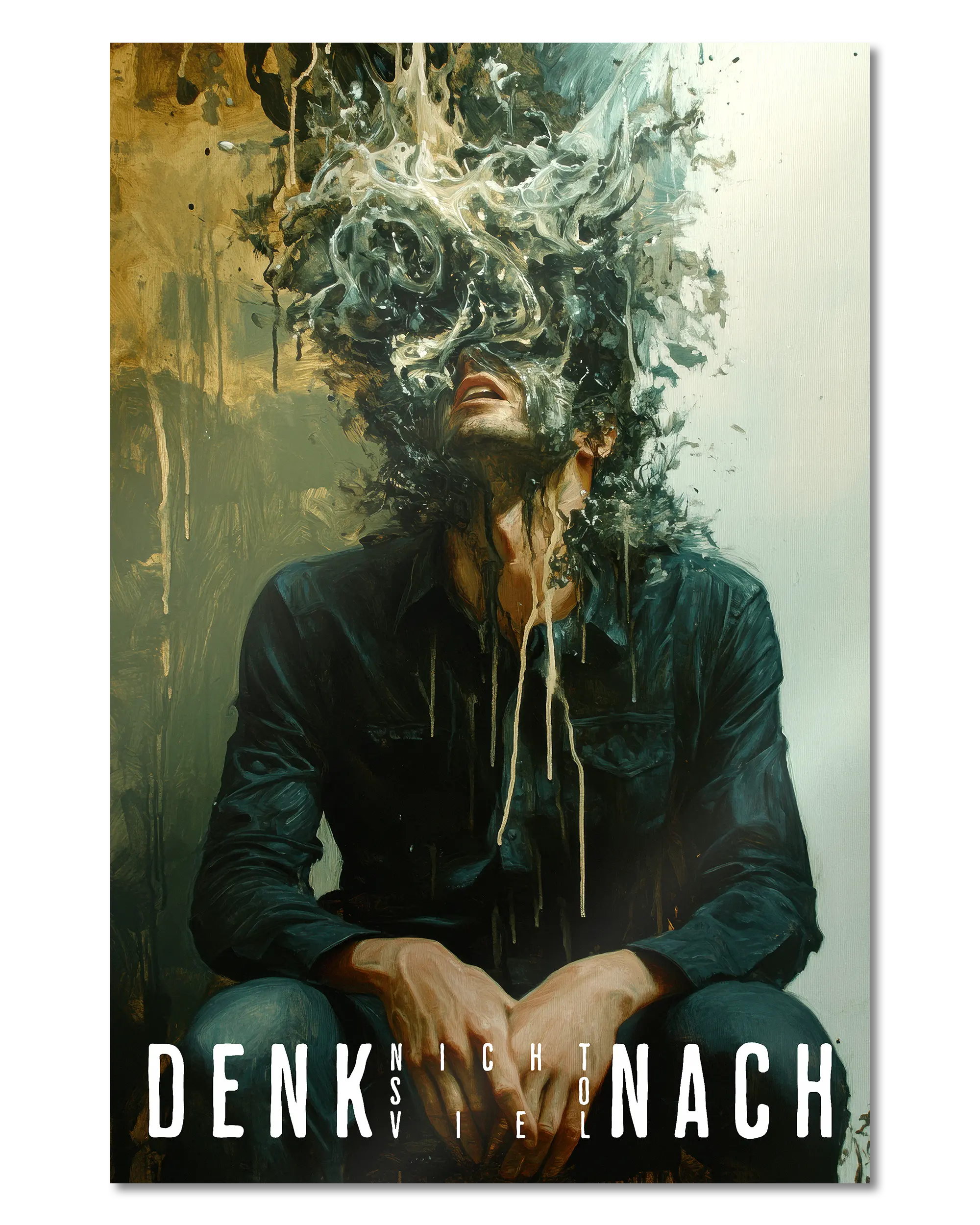 Frontalansicht des Poster Plate Designs Denkblockade im Metallic Style in der Größe Main (40 x 60 cm)