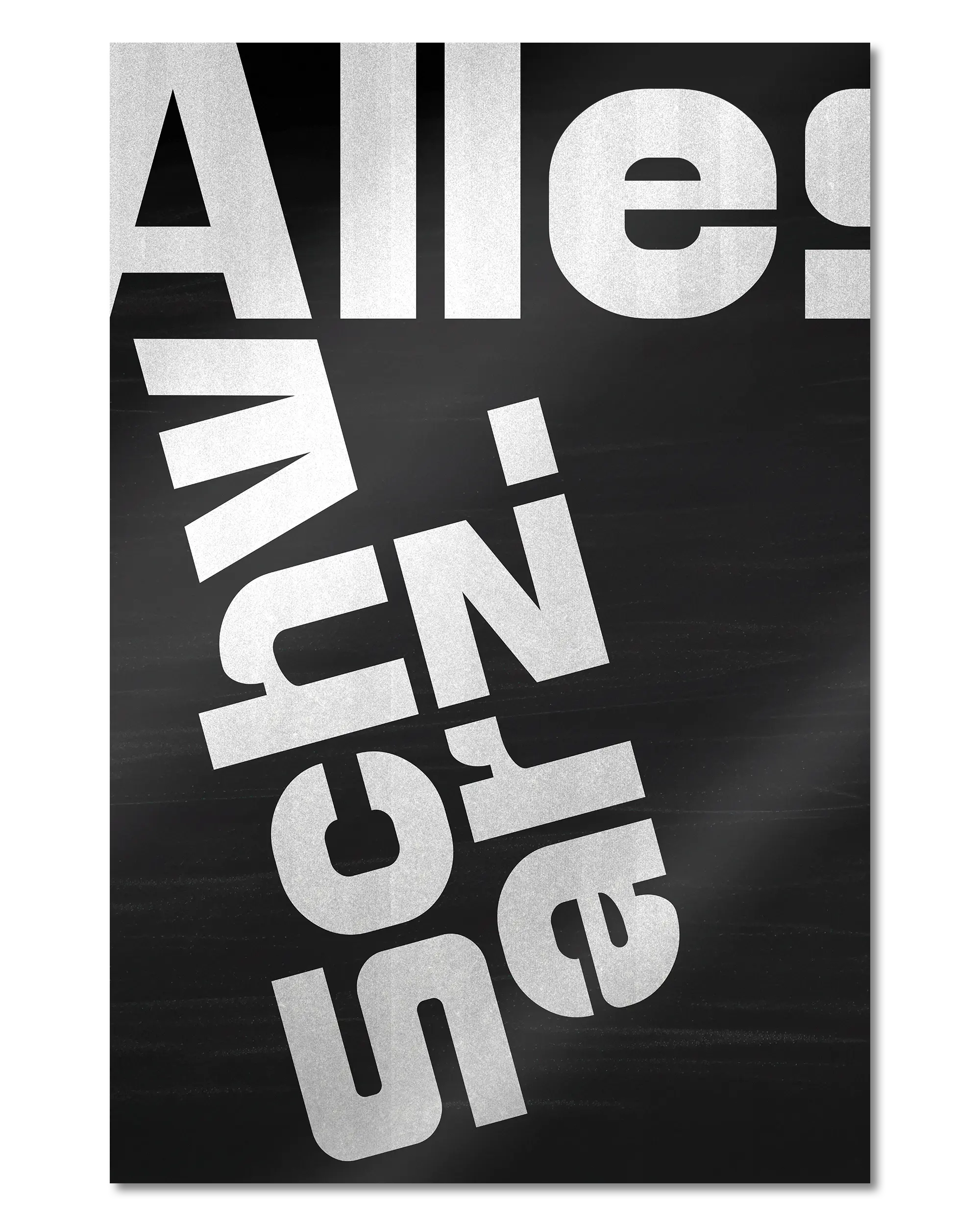 Frontalansicht des Poster Plate Designs Alles Schwarz im Metallic Style in der Größe Main (40 x 60 cm)