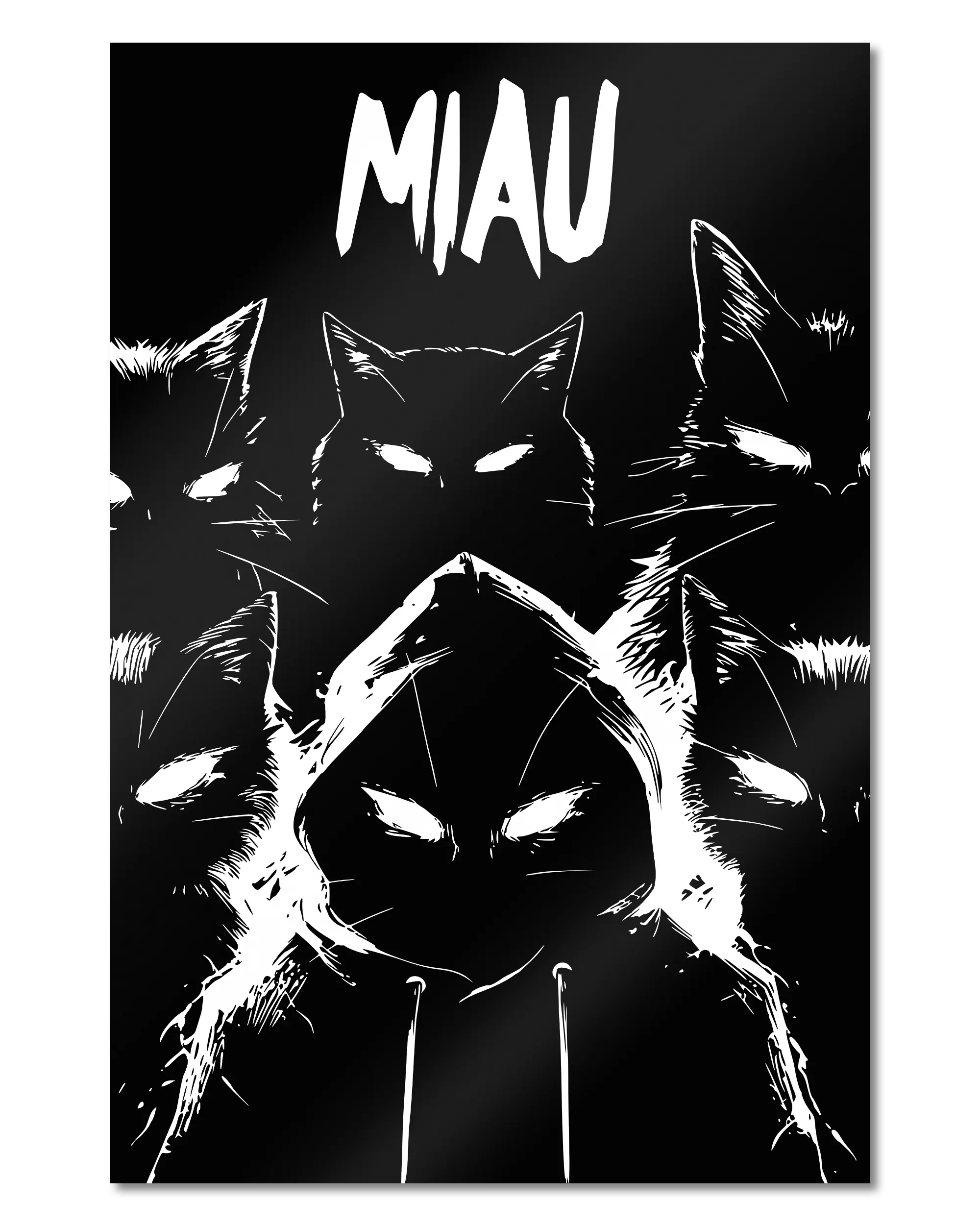 Frontalansicht des Poster Plate Designs Miau Gang im Metallic Style in der Größe Main (40 x 60 cm)