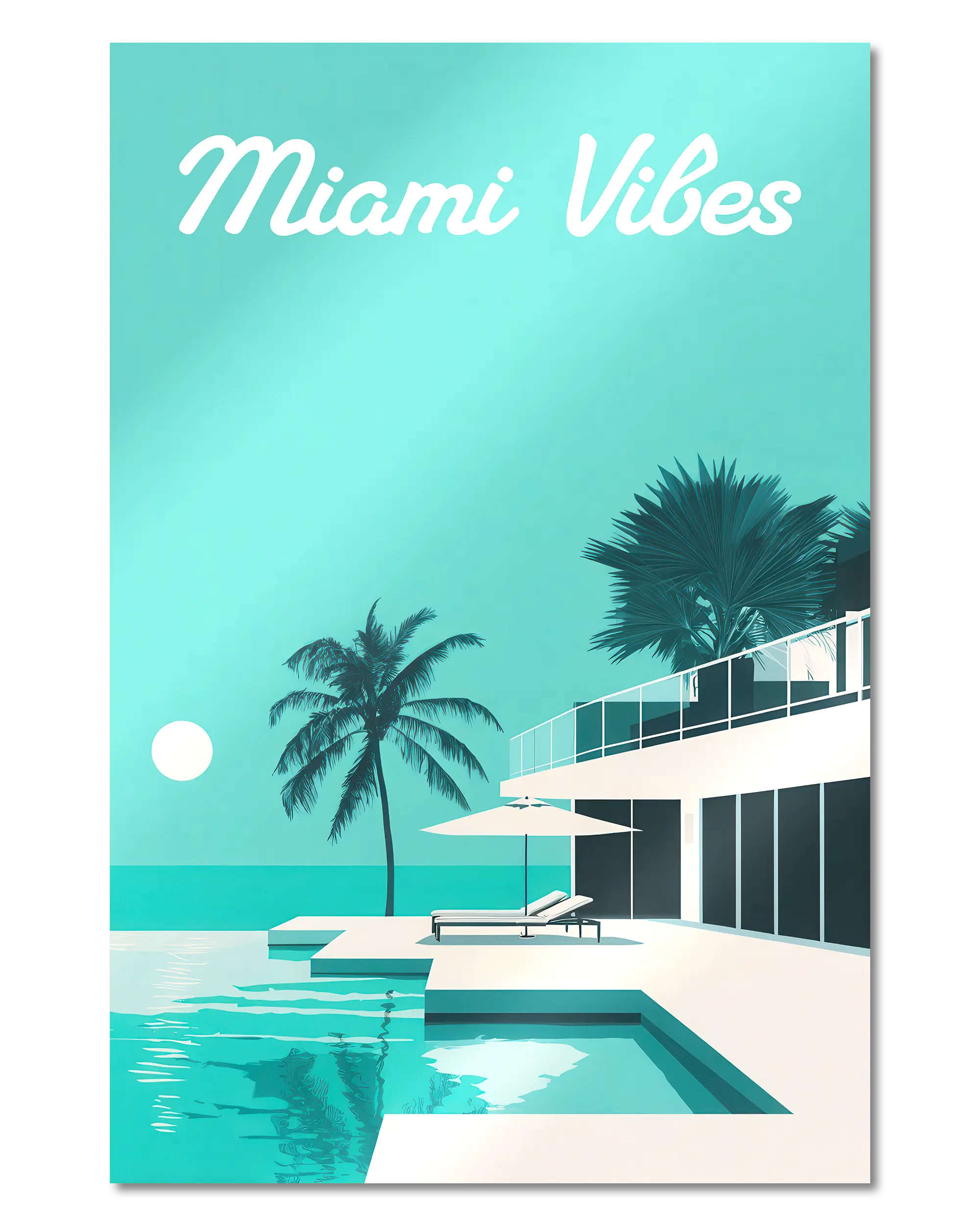 Frontalansicht des Poster Plate Designs Miami Vibes im Metallic Style in der Größe Main (40 x 60 cm)