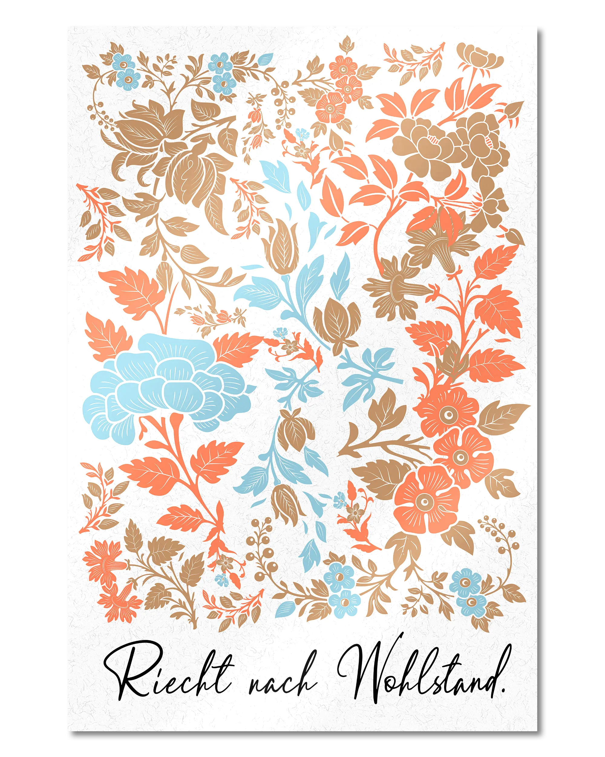 Frontalansicht des Poster Plate Designs Wohlstandsduft im Metallic Style in der Größe Main (40 x 60 cm)