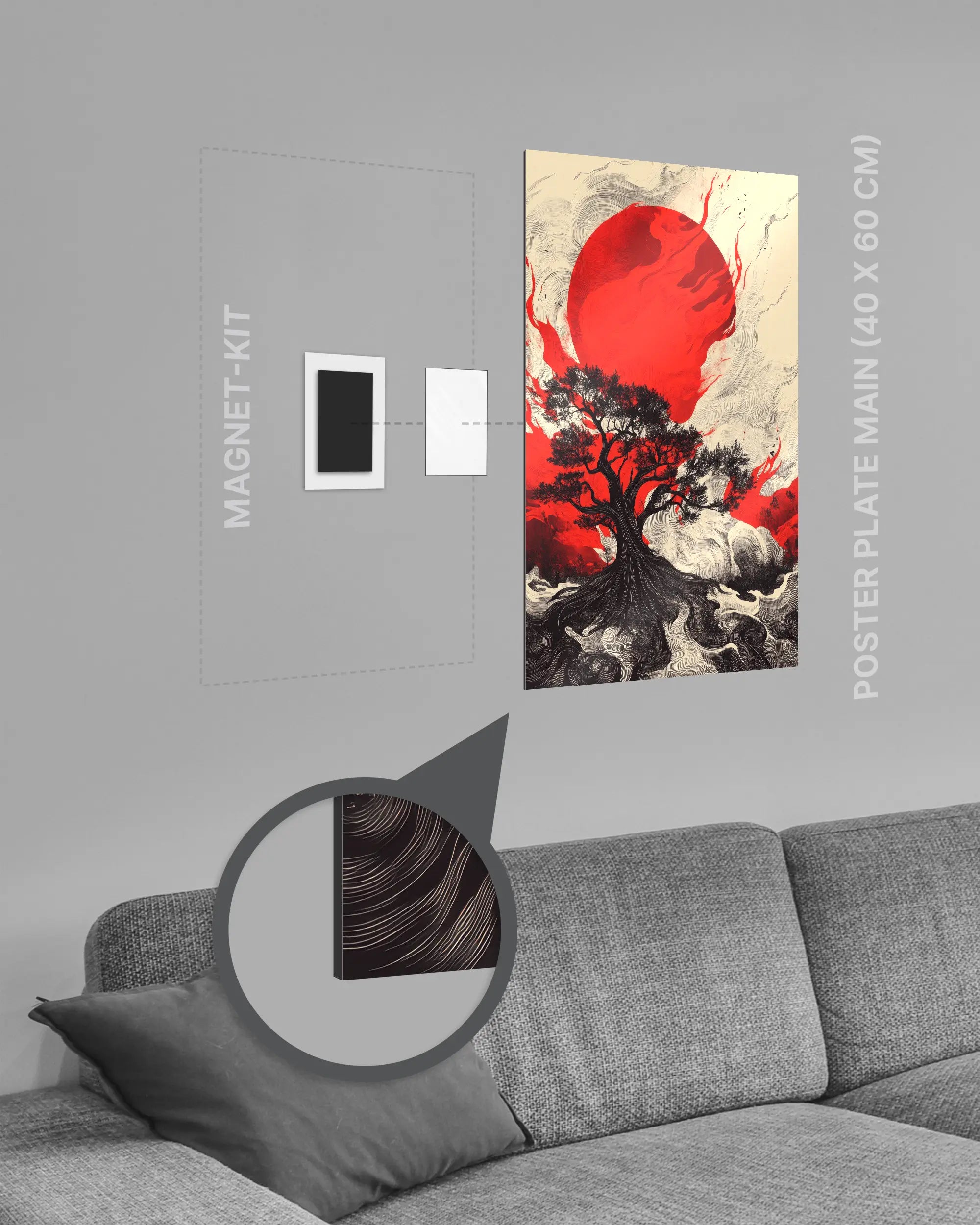 Magnet-Kit Seitenansicht des Poster Plate Designs Japan is lit im Metallic Style in der Größe Main (40 x 60 cm)