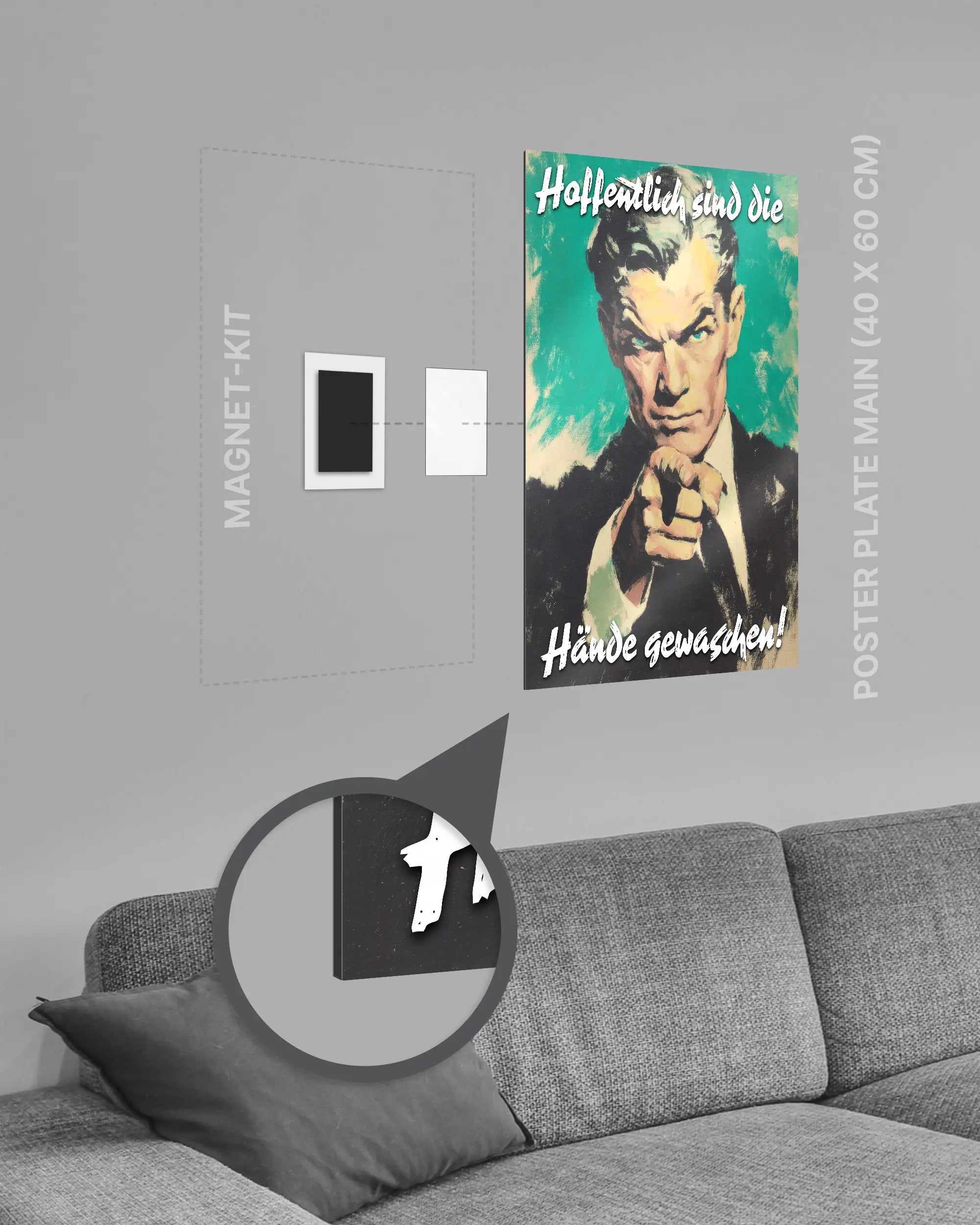 Magnet-Kit Seitenansicht des Poster Plate Designs Besser mit Seife im Metallic Style in der Größe Main (40 x 60 cm)