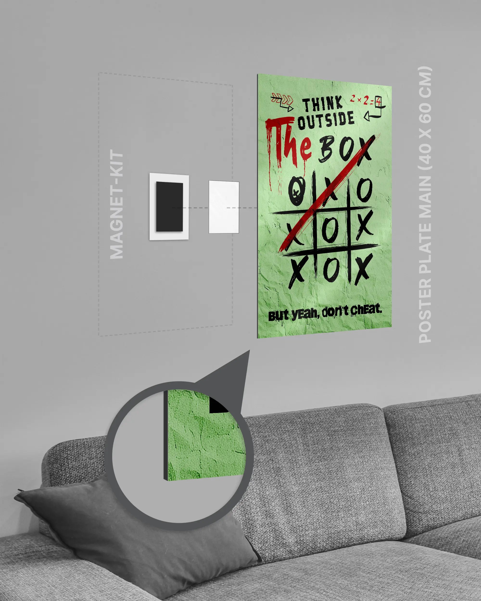 Magnet-Kit Seitenansicht des Poster Plate Designs Boxing Outside im Metallic Style in der Größe Main (40 x 60 cm)