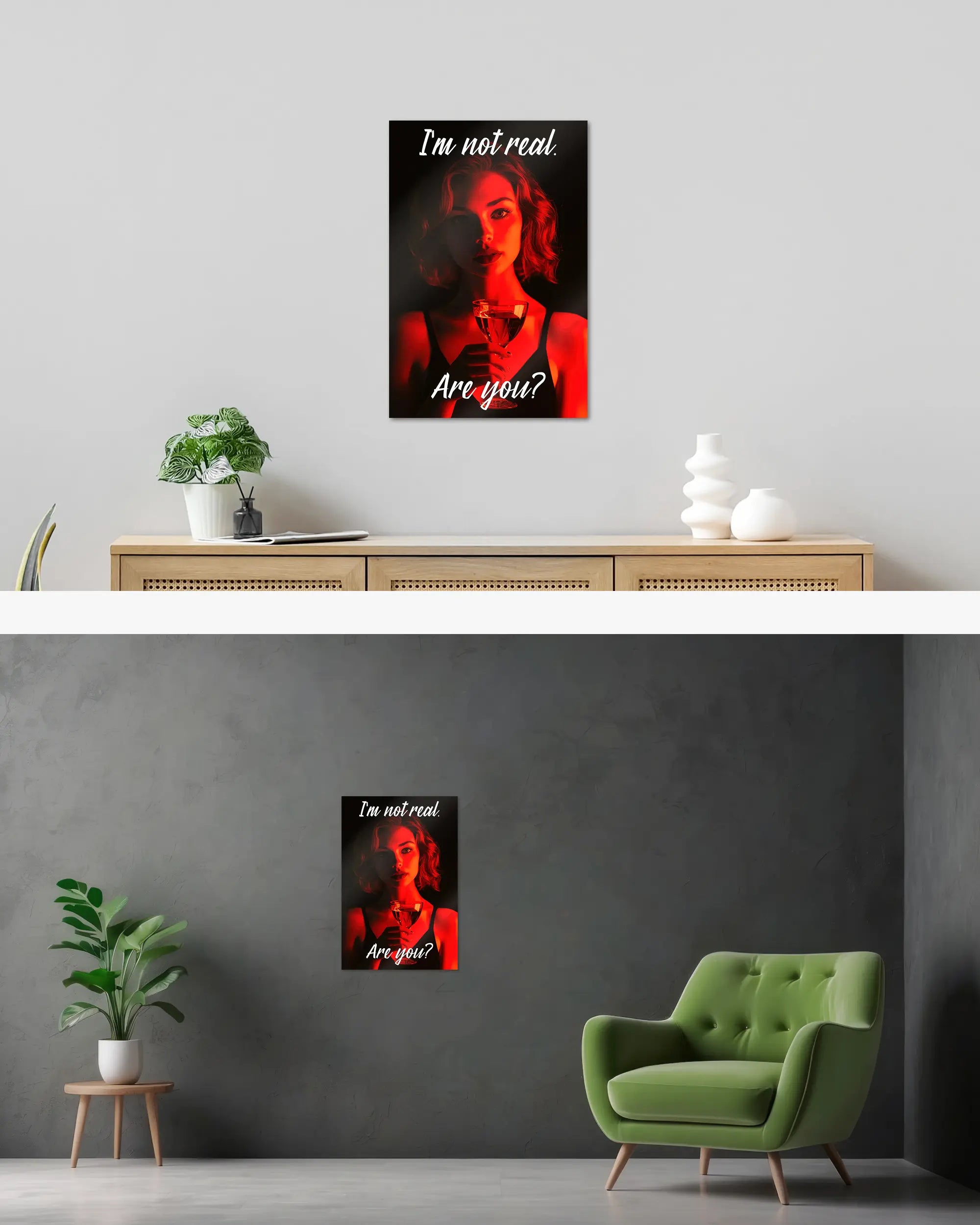 Wandansicht des Poster Plate Designs Are you for real im Metallic Style in der Größe Main (40 x 60 cm)