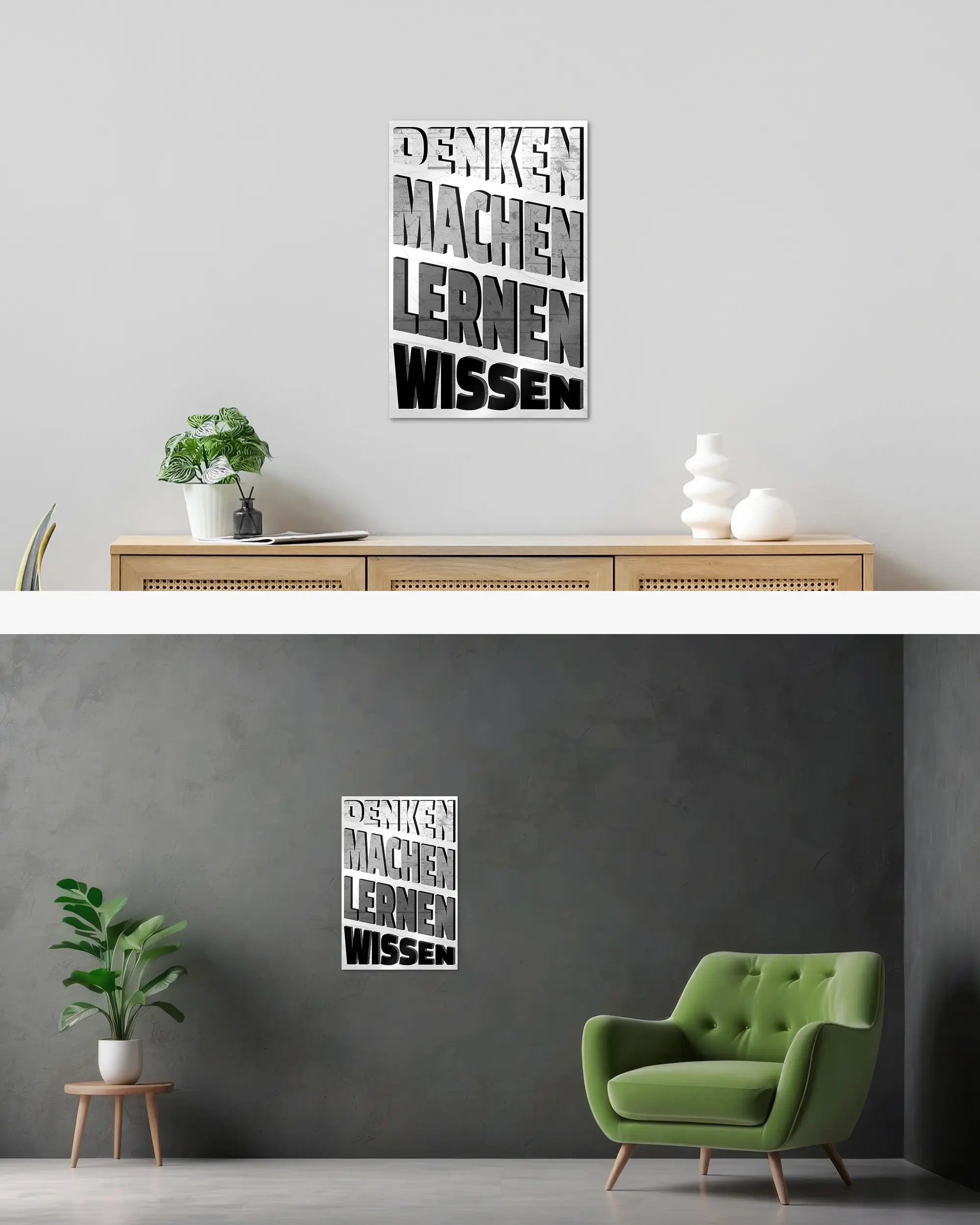 Wandansicht des Poster Plate Designs Der Weg zum Wissen im Metallic Style in der Größe Main (40 x 60 cm)