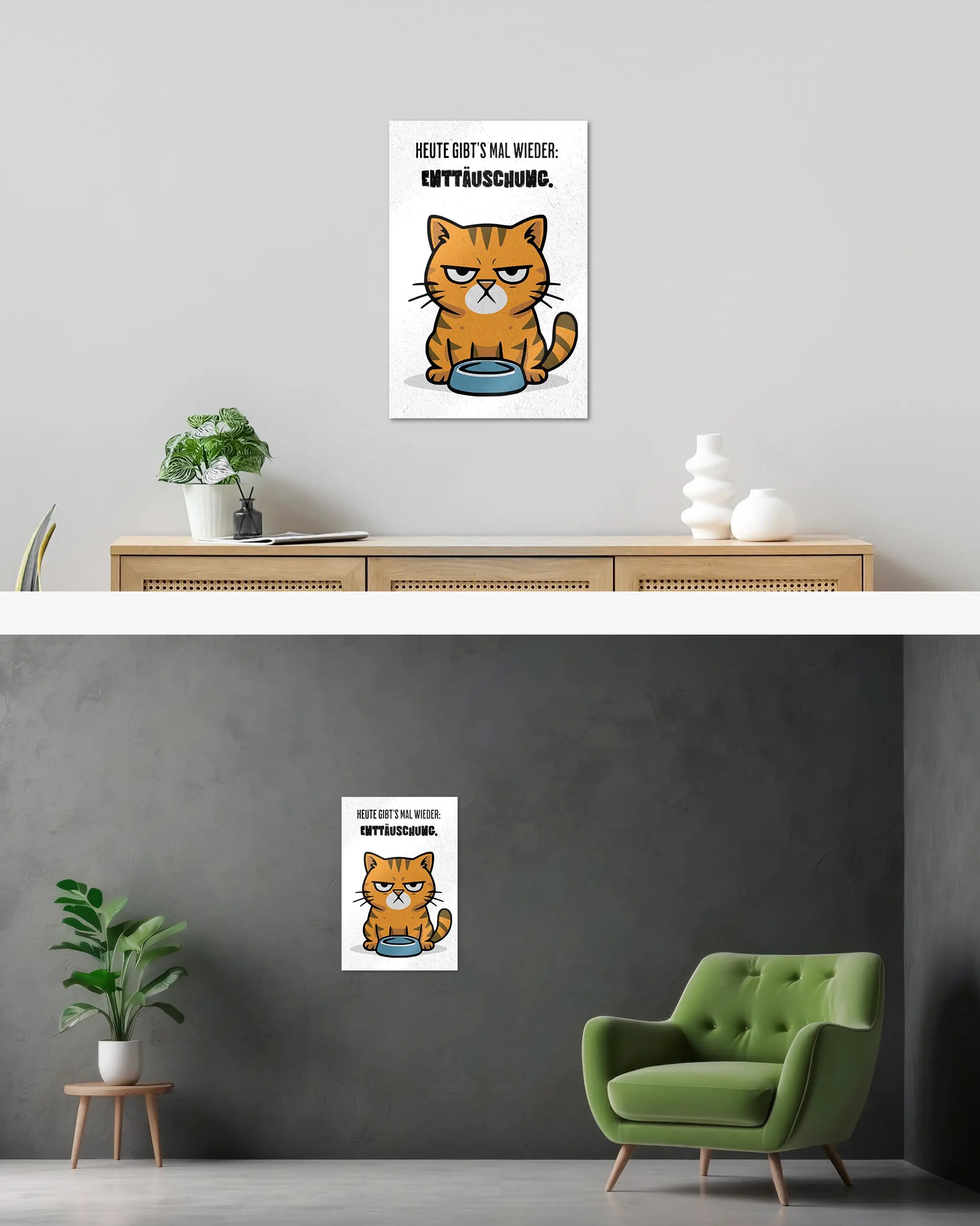 Wandansicht des Poster Plate Designs Napf Neustart im Metallic Style in der Größe Main (40 x 60 cm)