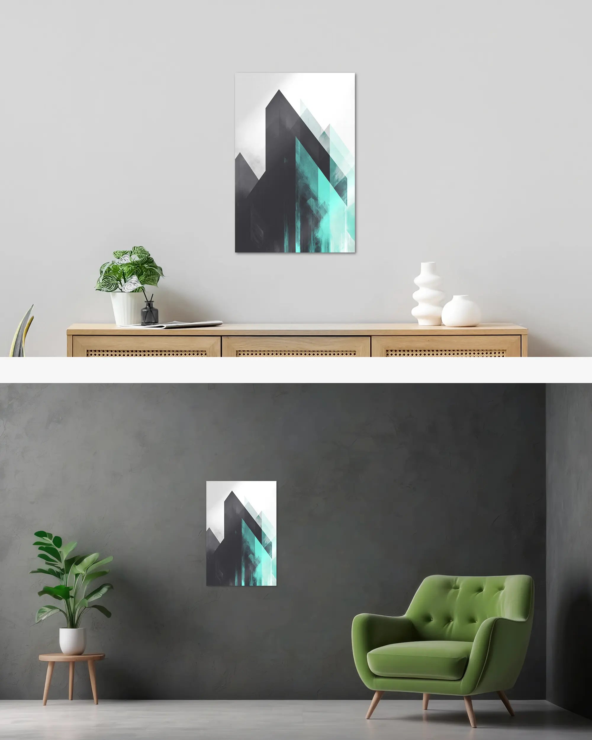 Wandansicht des Poster Plate Designs Ein Abstrakt im Metallic Style in der Größe Main (40 x 60 cm)