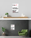 Wandansicht des Poster Plate Designs Write your story im Metallic Style in der Größe Main (40 x 60 cm)