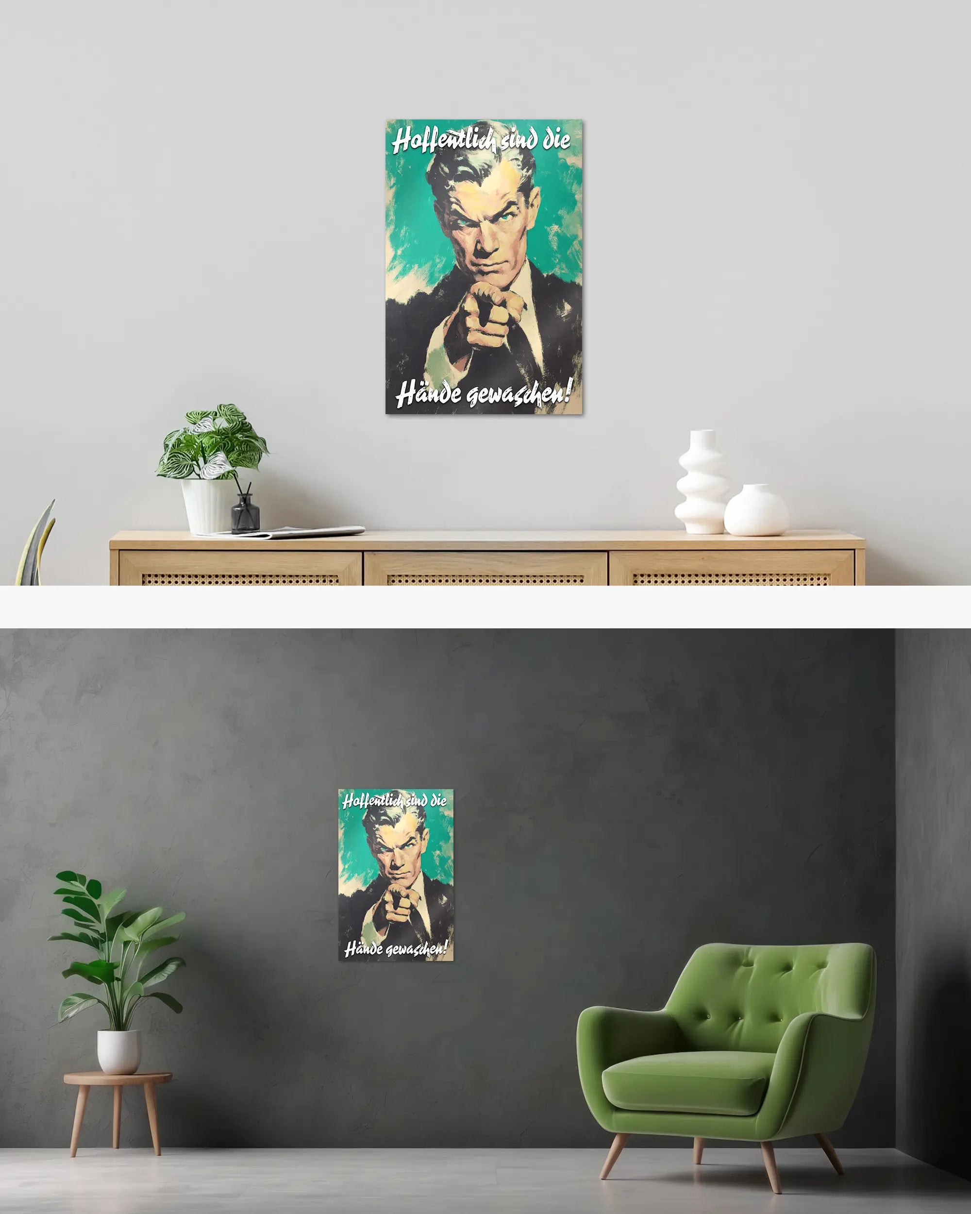 Wandansicht des Poster Plate Designs Besser mit Seife im Metallic Style in der Größe Main (40 x 60 cm)