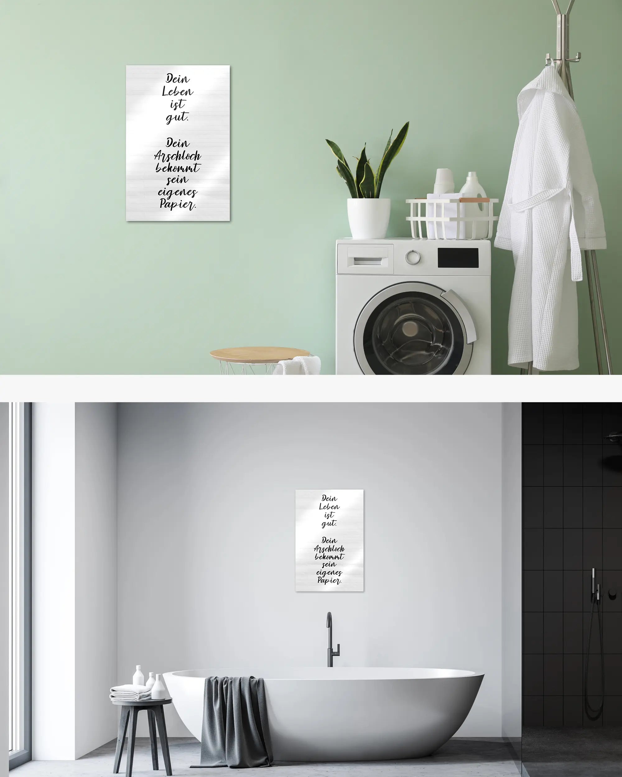 Zimmeransicht des Poster Plate Designs Gutes Leben im Metallic Style in der Größe Main (40 x 60 cm)