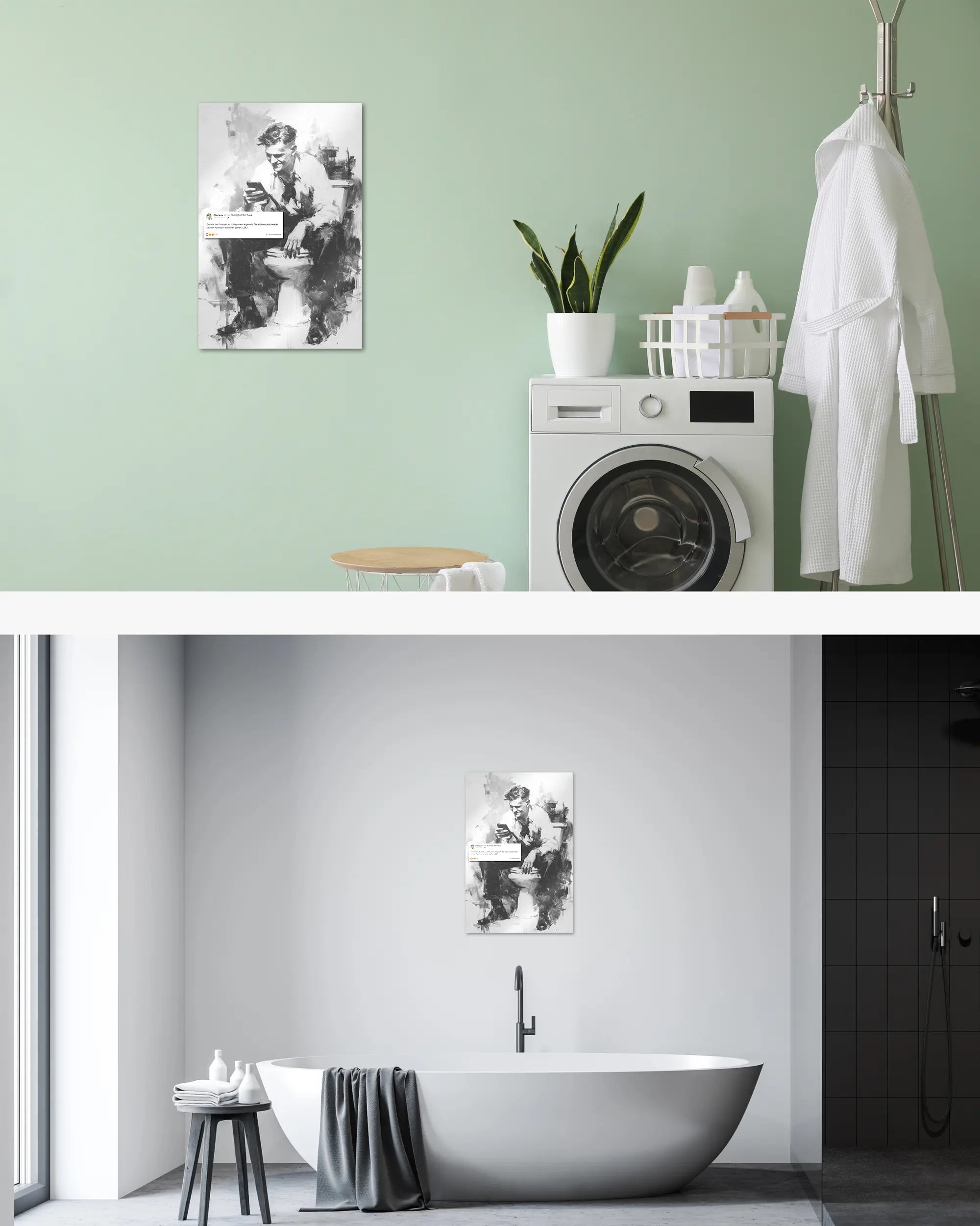 Zimmeransicht des Poster Plate Designs Clemens kackt im Metallic Style in der Größe Main (40 x 60 cm)