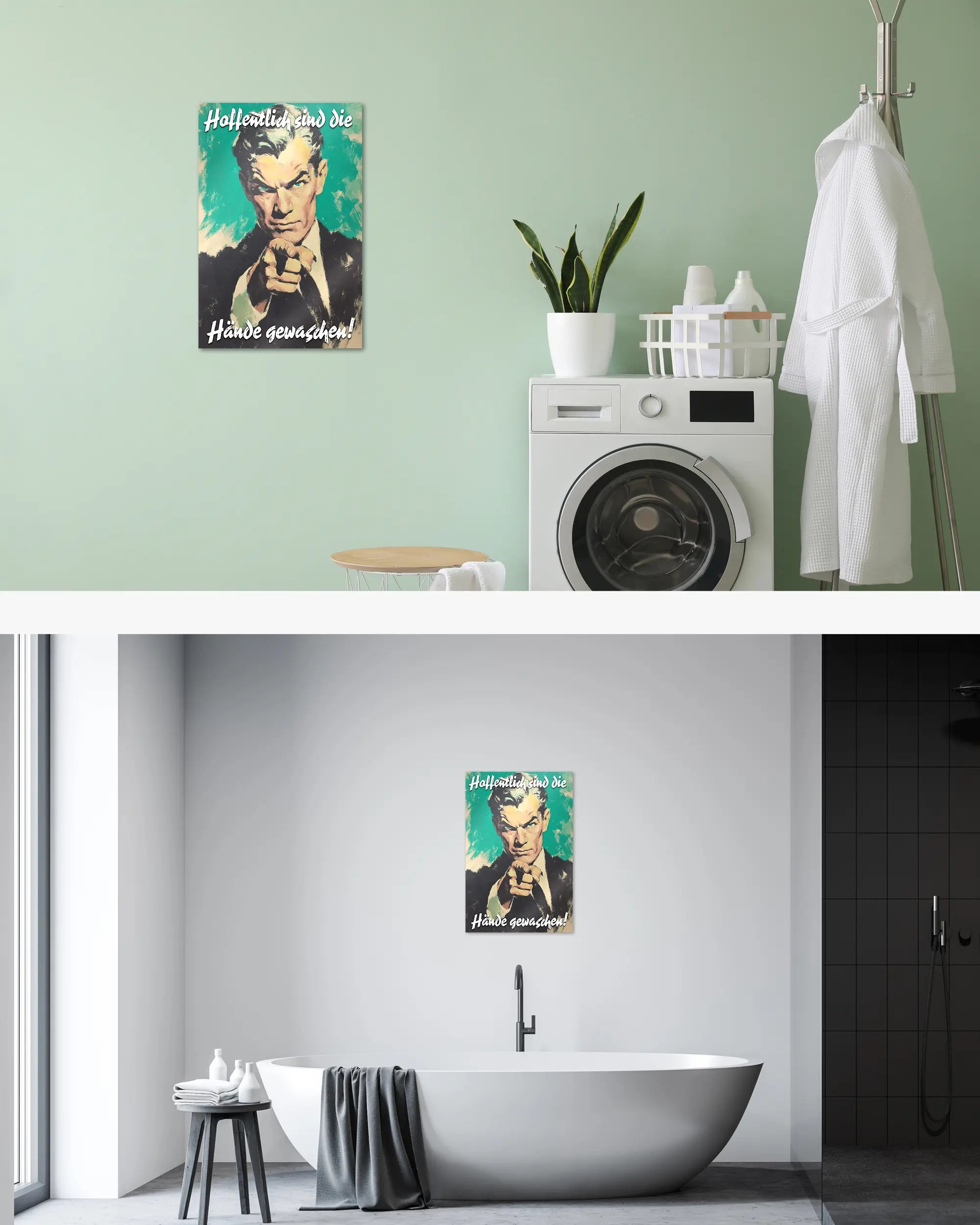 Zimmeransicht des Poster Plate Designs Besser mit Seife im Metallic Style in der Größe Main (40 x 60 cm)