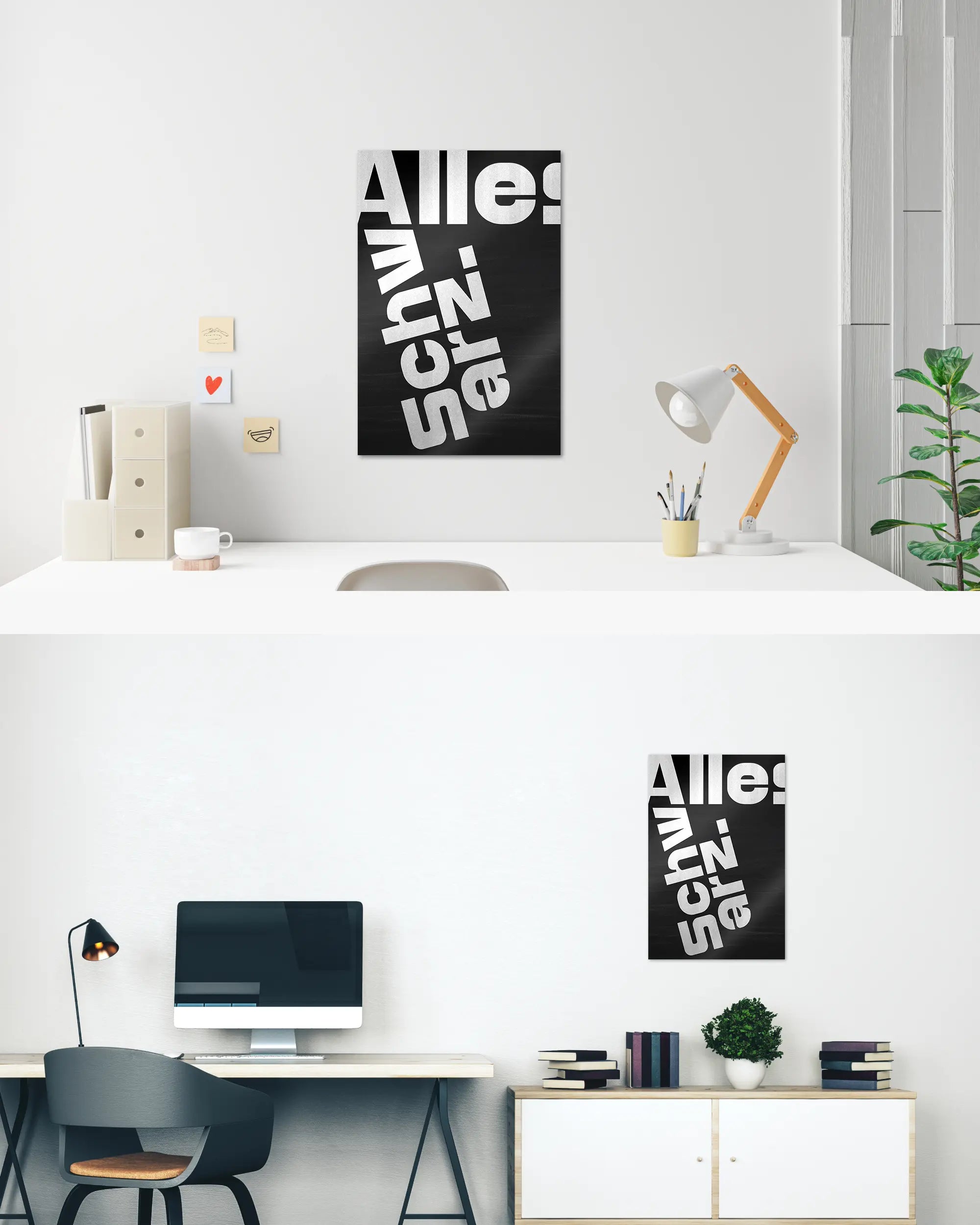 Zimmeransicht des Poster Plate Designs Alles Schwarz im Metallic Style in der Größe Main (40 x 60 cm)