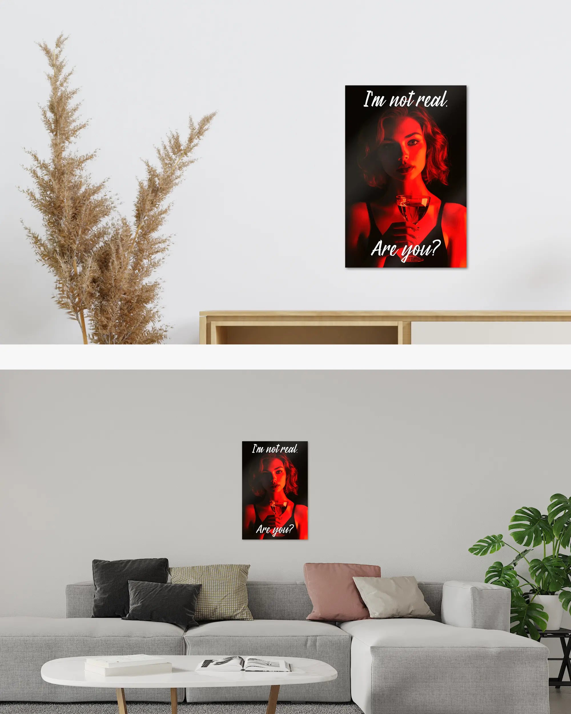 Zimmeransicht des Poster Plate Designs Are you for real im Metallic Style in der Größe Main (40 x 60 cm)