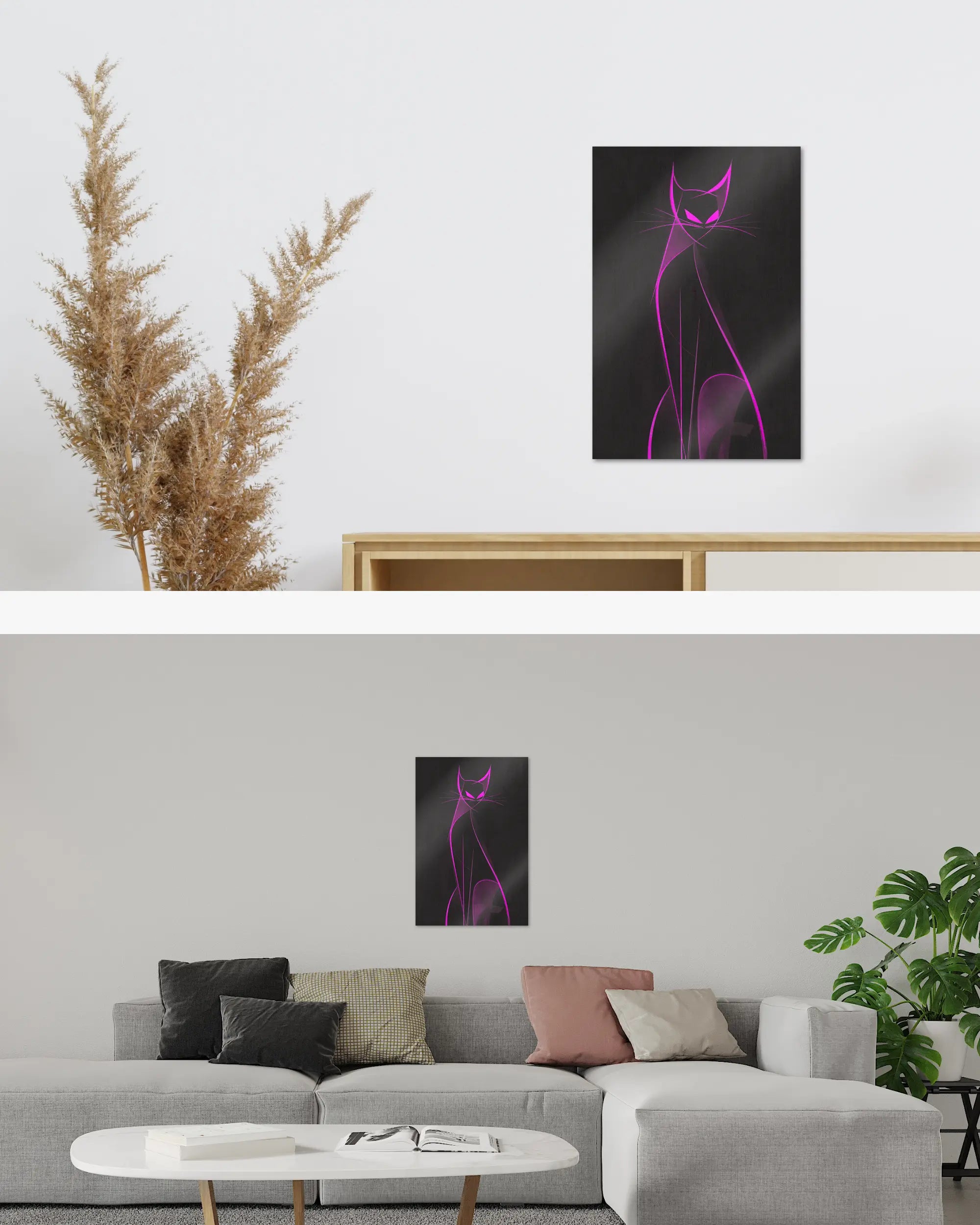 Zimmeransicht des Poster Plate Designs Katzenkrimi im Metallic Style in der Größe Main (40 x 60 cm)