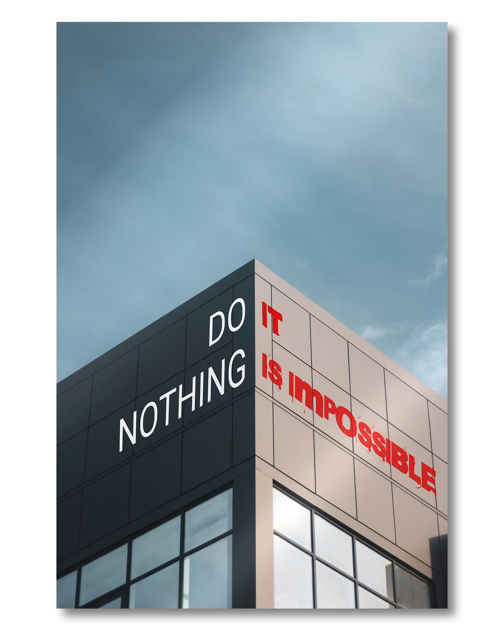 Frontalansicht des Poster Plate Designs Do Nothing im Metallic Style in der Größe Mini (20 x 30 cm)