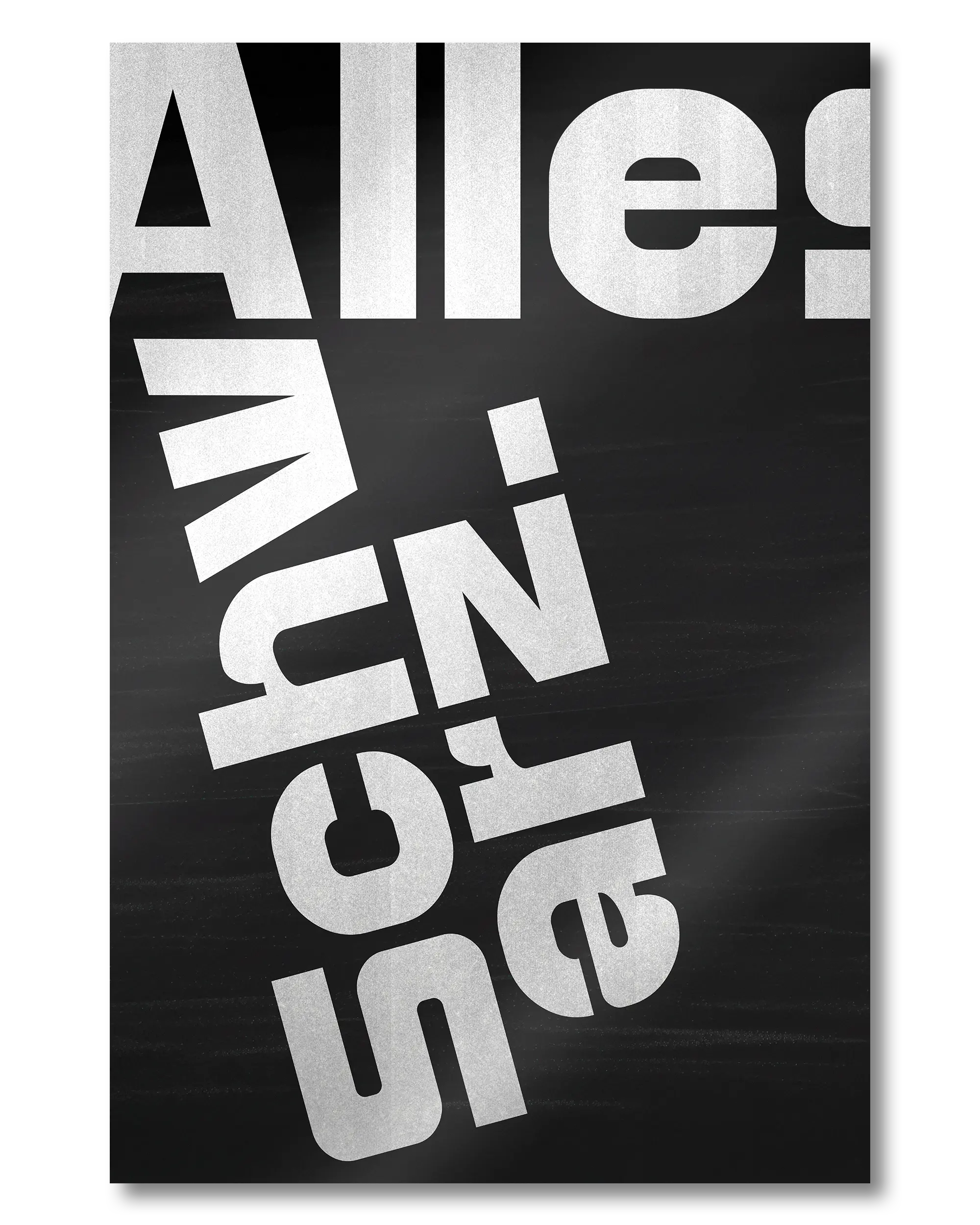 Frontalansicht des Poster Plate Designs Alles Schwarz im Metallic Style in der Größe Mini (20 x 30 cm)