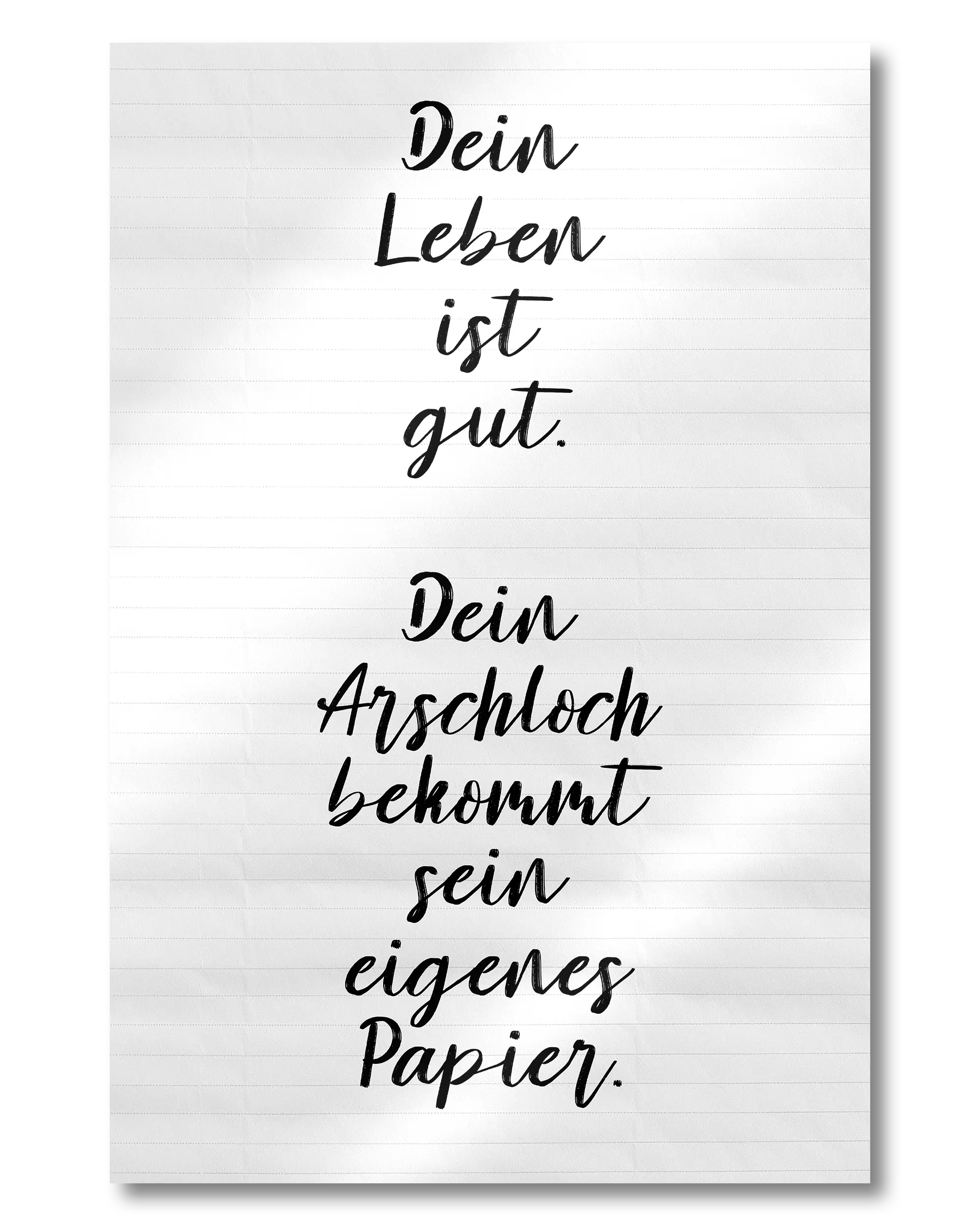 Frontalansicht des Poster Plate Designs Gutes Leben im Metallic Style in der Größe Mini (20 x 30 cm)