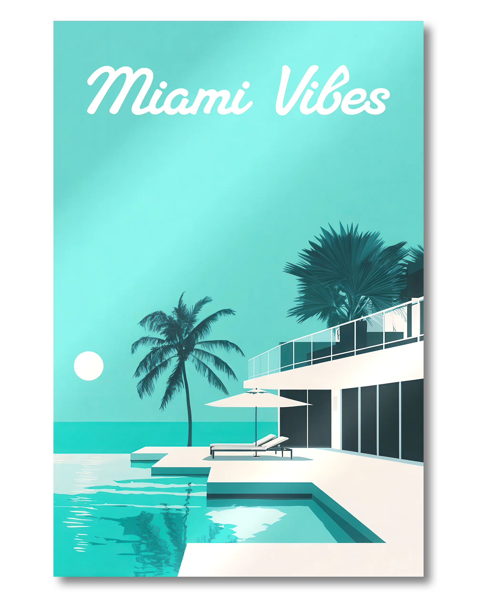 Frontalansicht des Poster Plate Designs Miami Vibes im Metallic Style in der Größe Mini (20 x 30 cm)
