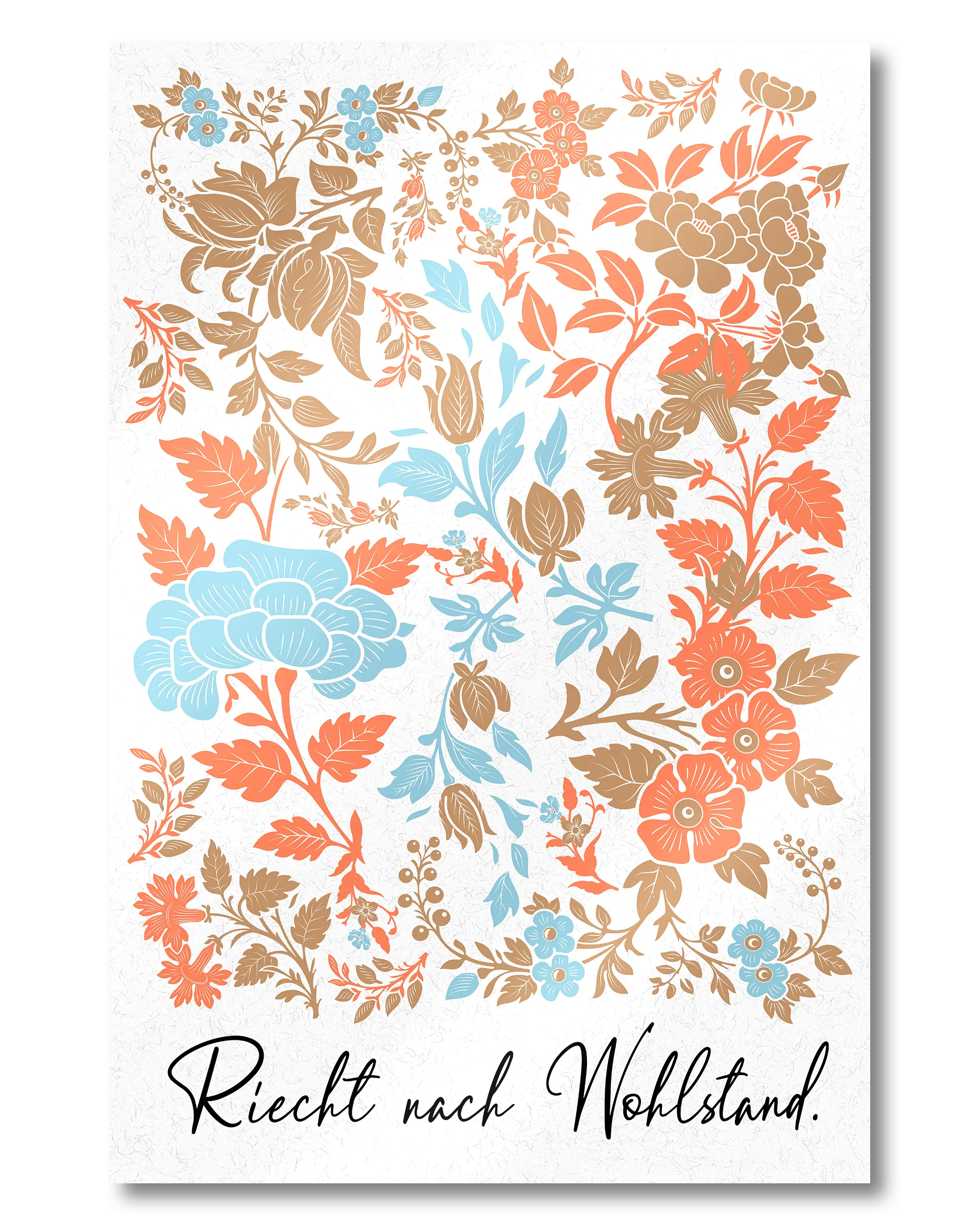 Frontalansicht des Poster Plate Designs Wohlstandsduft im Metallic Style in der Größe Mini (20 x 30 cm)