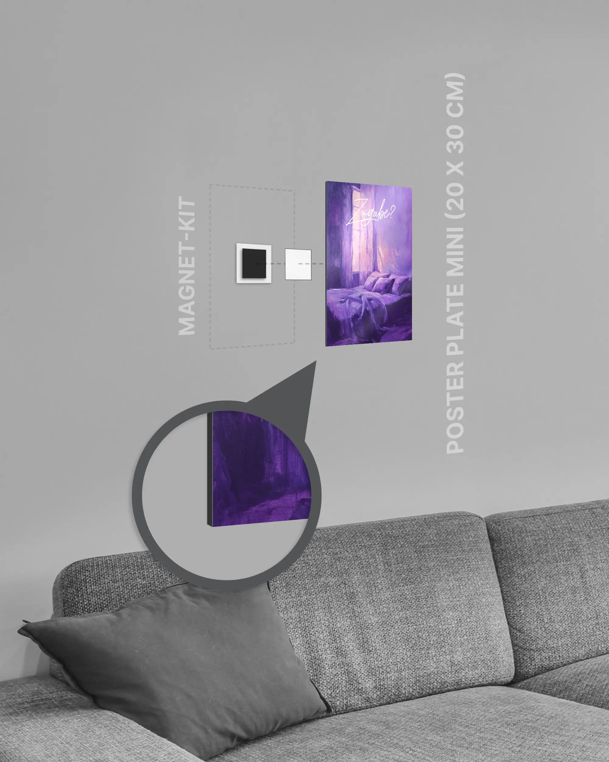 Magnet-Kit Seitenansicht des Poster Plate Designs Sexuell bedürftig im Metallic Style in der Größe Mini (20 x 30 cm)